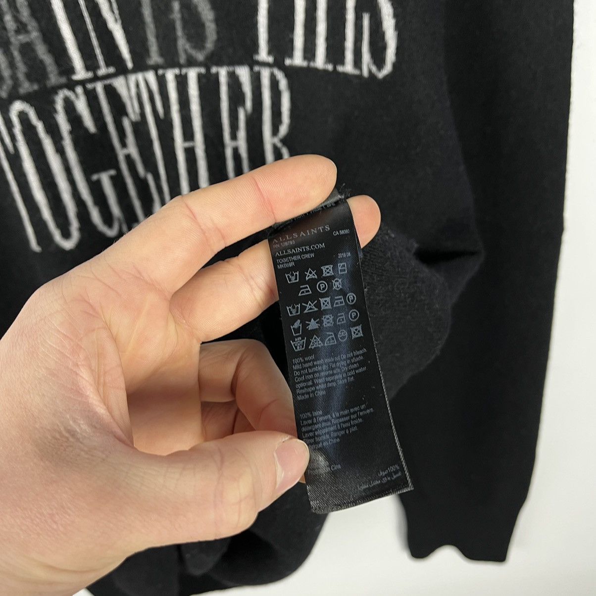 Allsaints Designer Allsaints together wool big logo sweater Size US L / EU 52-54 / 3 - 8 Thumbnail