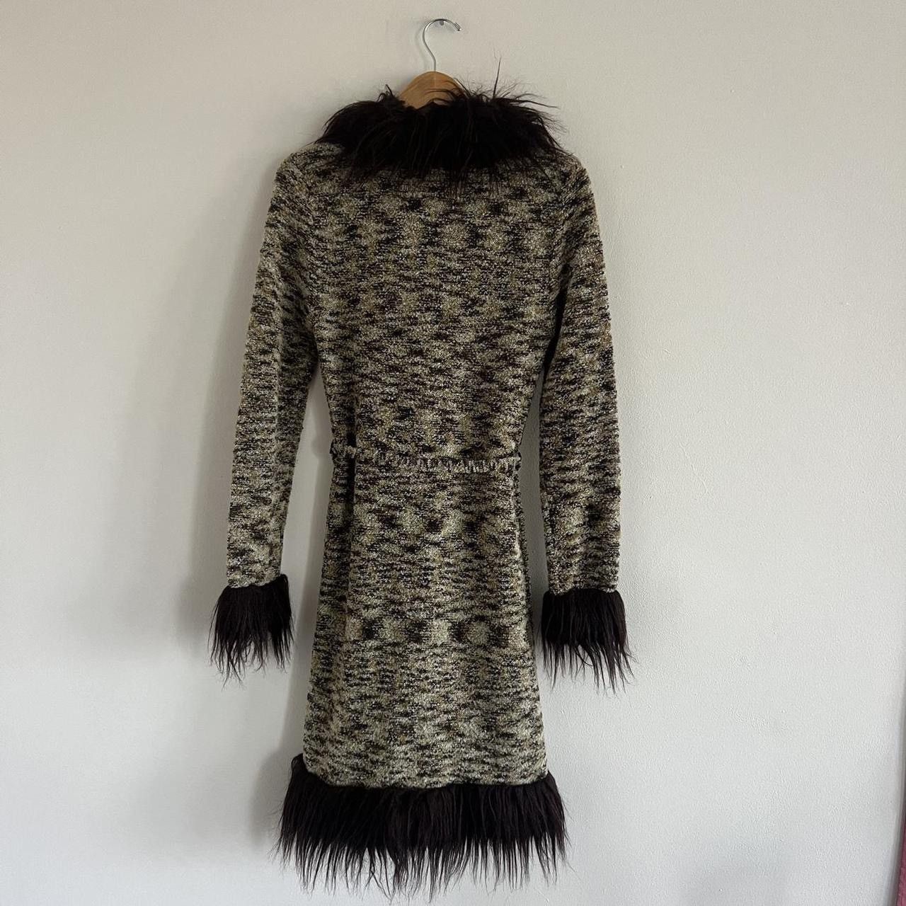 Vintage Vintage brown earth fur trim long cardigan Size M / US 6-8 / IT 42-44 - 4 Thumbnail
