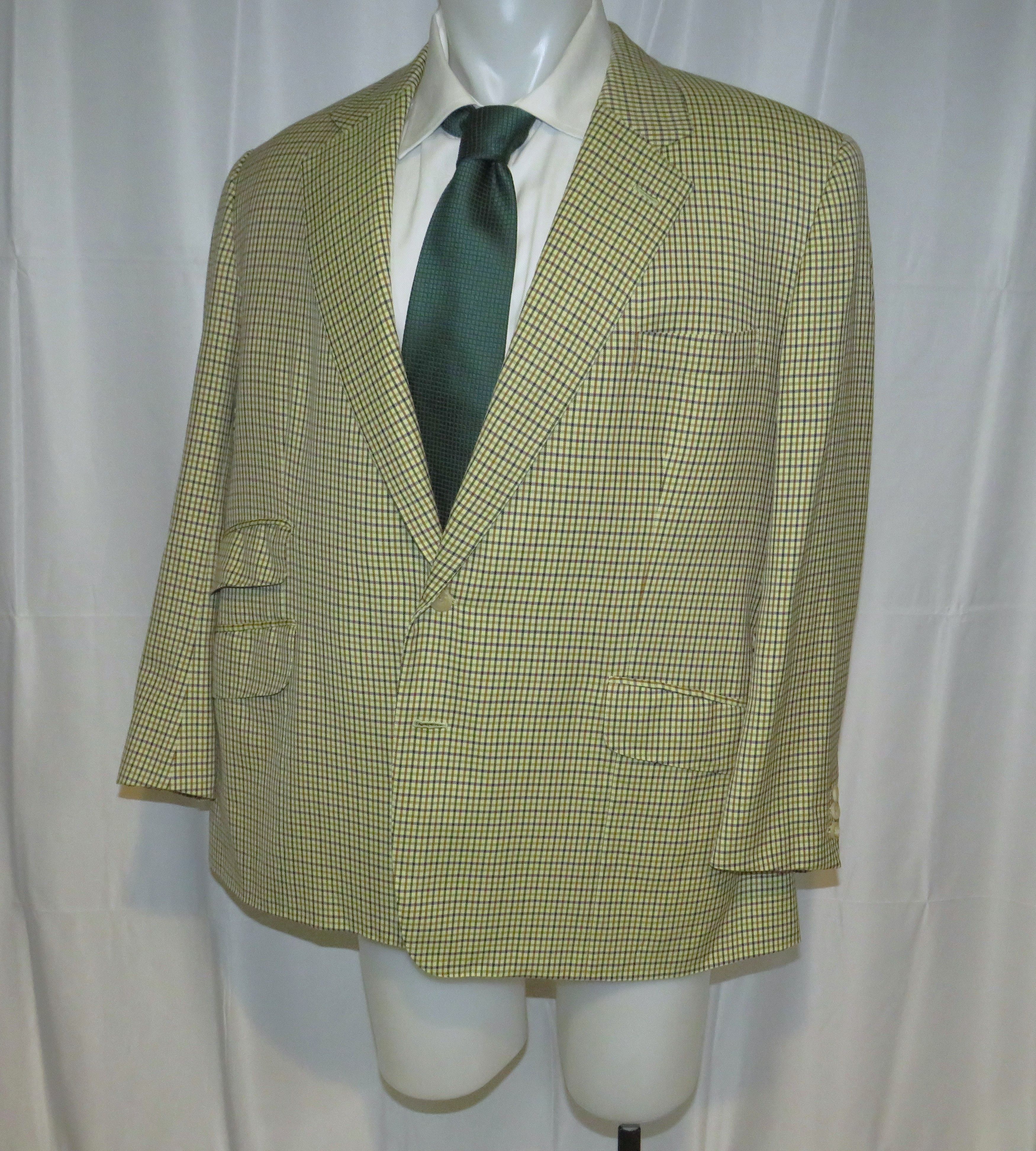 Henry Poole Savile Row Bespoke Cream Checked Two Button Sport Coat 44R Size 44R - 7 Thumbnail