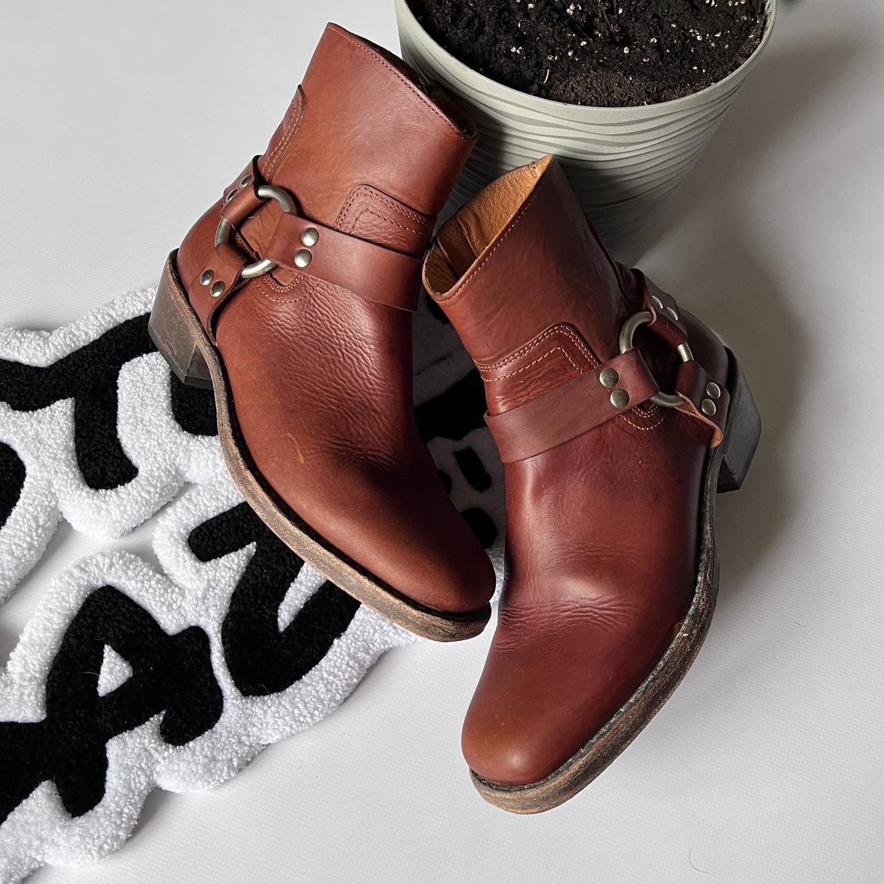 Allsaints × Vintage All Saints Brown Leather Biker Boots Womens Size 40 Size US 10 / IT 40 - 1 Thumbnail