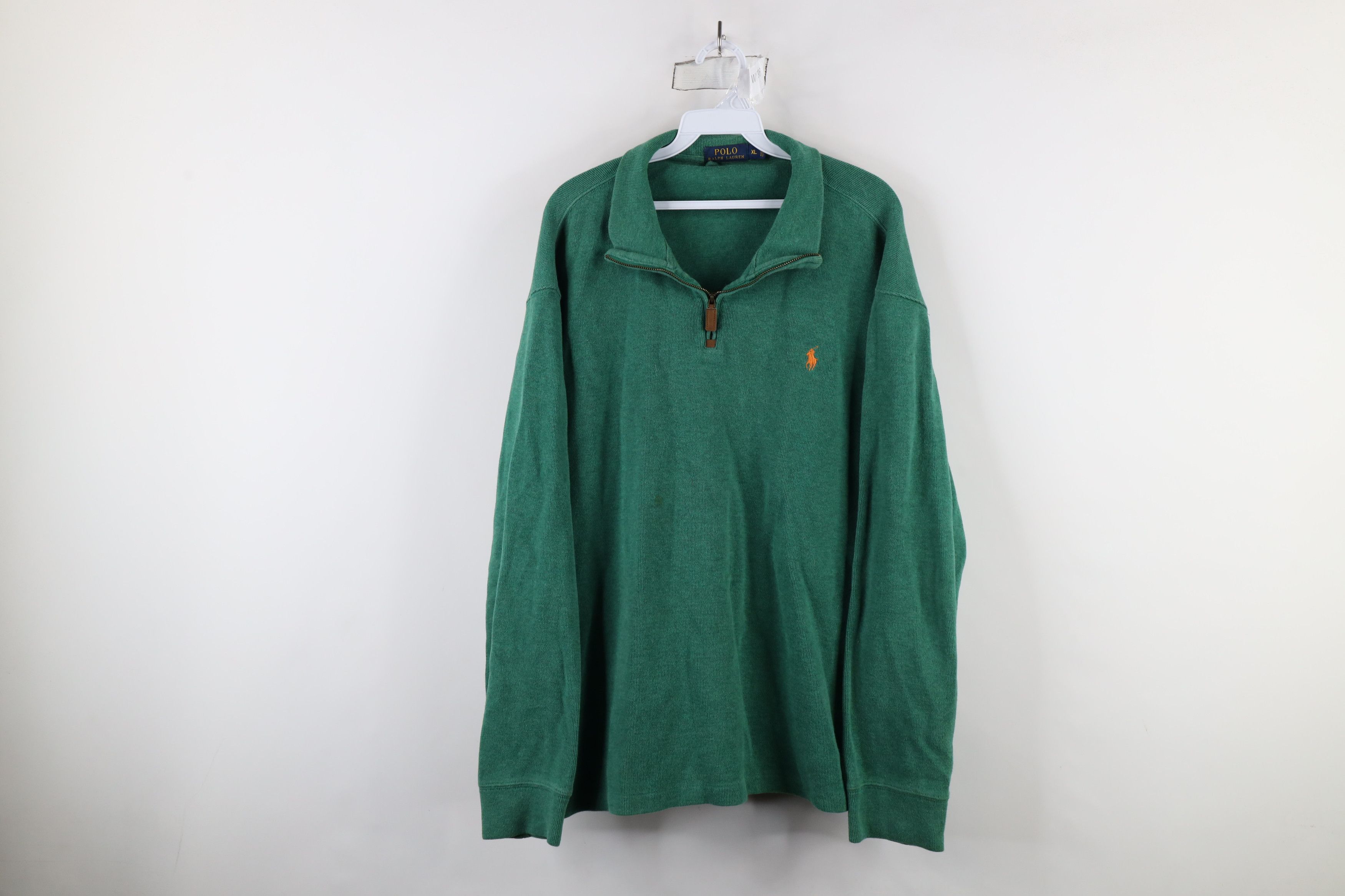 Ralph Lauren × Vintage Vintage Ralph Lauren Cotton Ribbed Knit Half Zip Sweater Size US XL / EU 56 / 4 - 1 Thumbnail