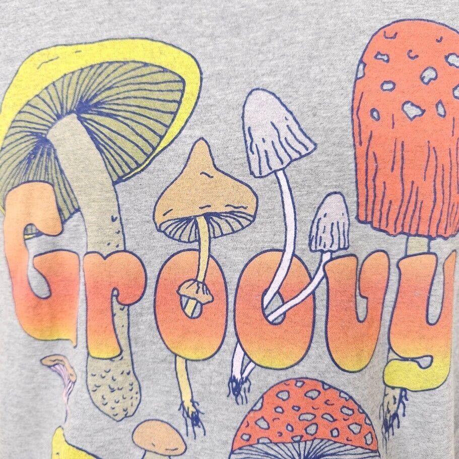 Gildan Mushrooms T Shirt Mens Size Small Gray Groovy Fungi Size US S / EU 44-46 / 1 - 2 Thumbnail