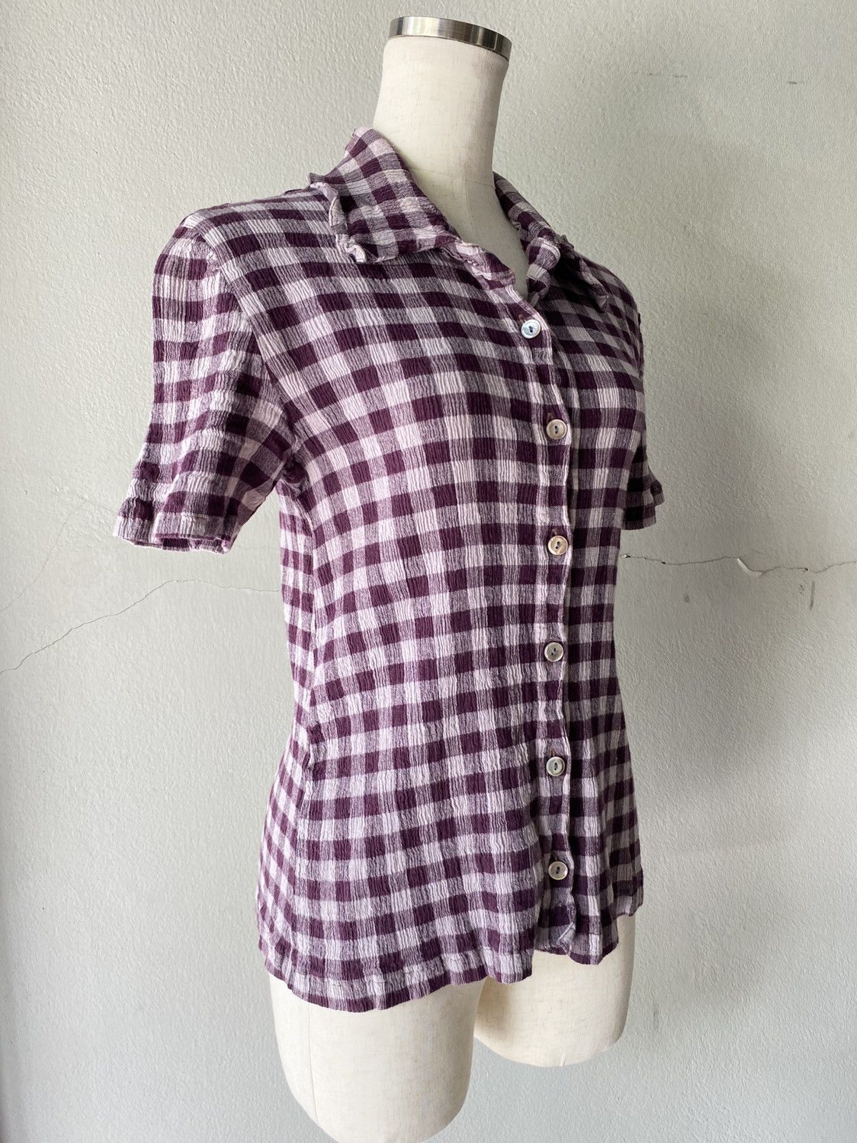 Tsumori Chisato TSUMORI CHISATO Purple Plaid Button-Down Pleated Top Size M / US 6-8 / IT 42-44 - 11 Thumbnail