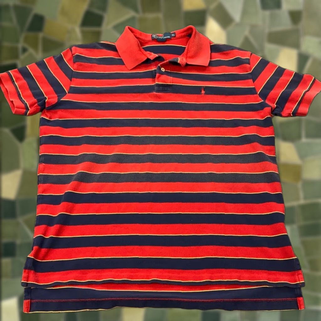 Polo Ralph Lauren VTG Polo Ralph Lauren Shirt Mens XL Red Blue Striped Short Sleeve Pony Preppy Size US XL / EU 56 / 4 - 1 Thumbnail