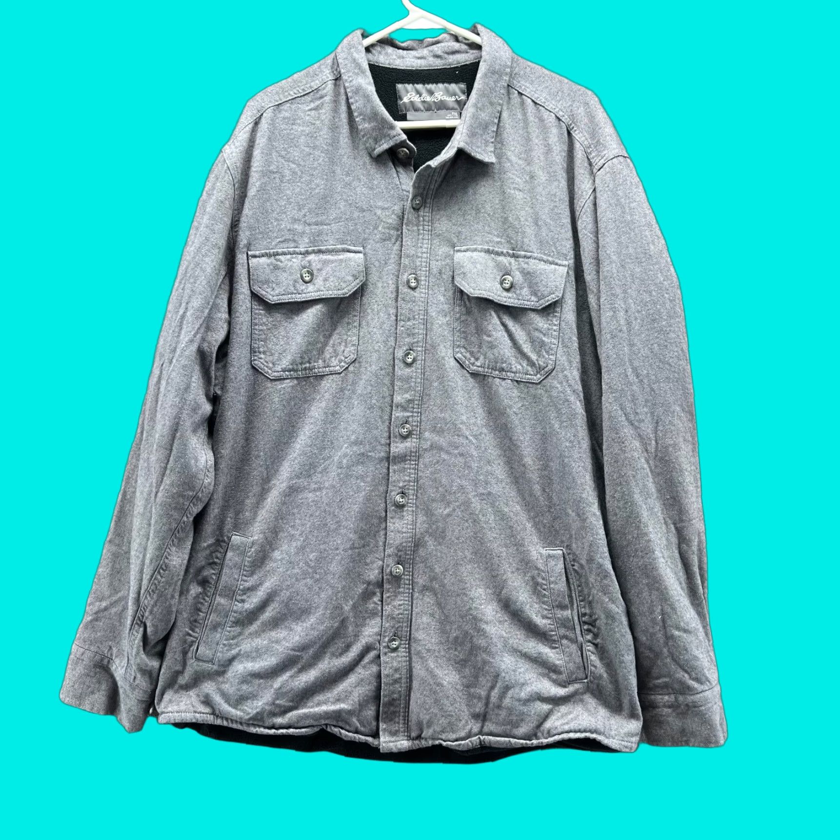 Eddie Bauer Eddie Bauer Shirt Men TXL Heather Gray Button Down Fleece Lined Shacket Tall Size US XL / EU 56 / 4 - 1 Thumbnail