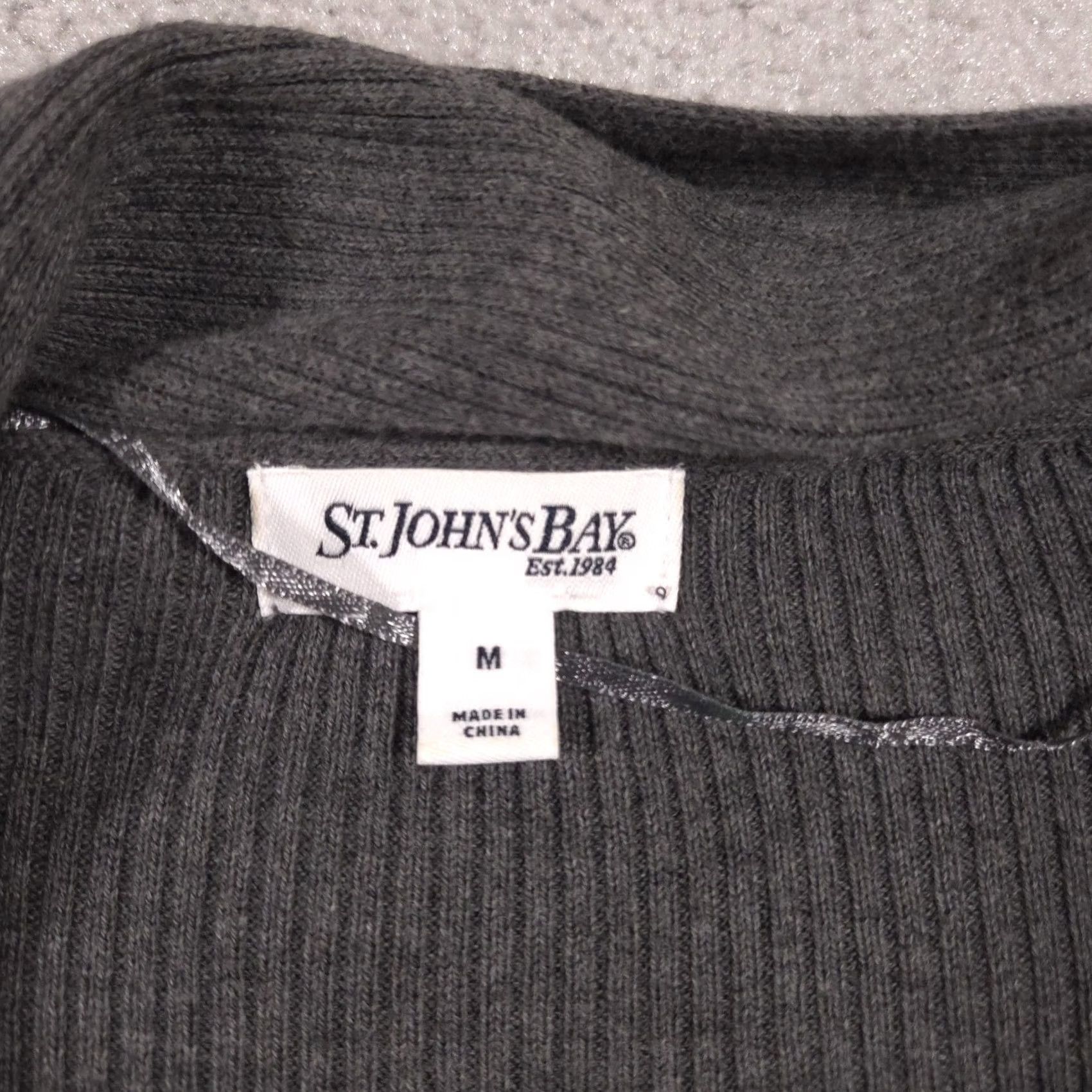 Vintage St. John's Bay Cardigan Sweater Womens Medium Gray Open Drape Front Knit Pockets Size M / US 6-8 / IT 42-44 - 5 Thumbnail