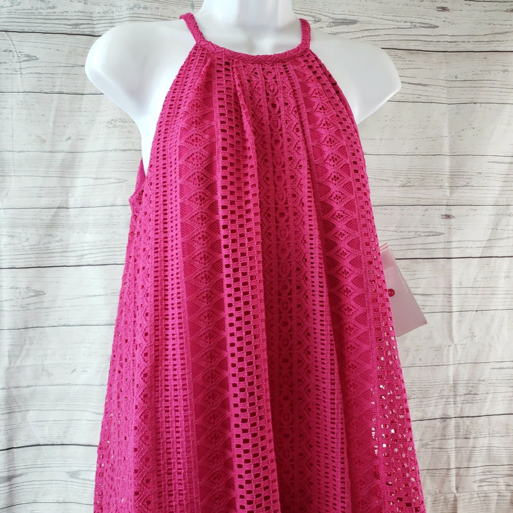 MAGGY LONDON Maggie London Womens Dress 6P Sleeveless Pink Lace Overlay Solid Shift Casual Petite Size 6P Womens Size M / US 6-8 / IT 42-44 - 2 Thumbnail