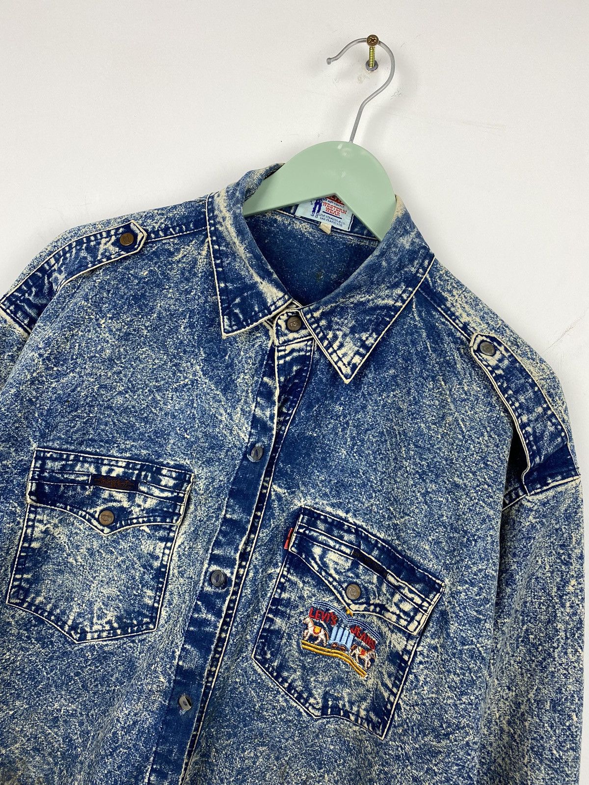 Levi's Vintage Levi’s 1950s Denim Jeans Button Shirt Western Cowboy Size US L / EU 52-54 / 3 - 2 Thumbnail