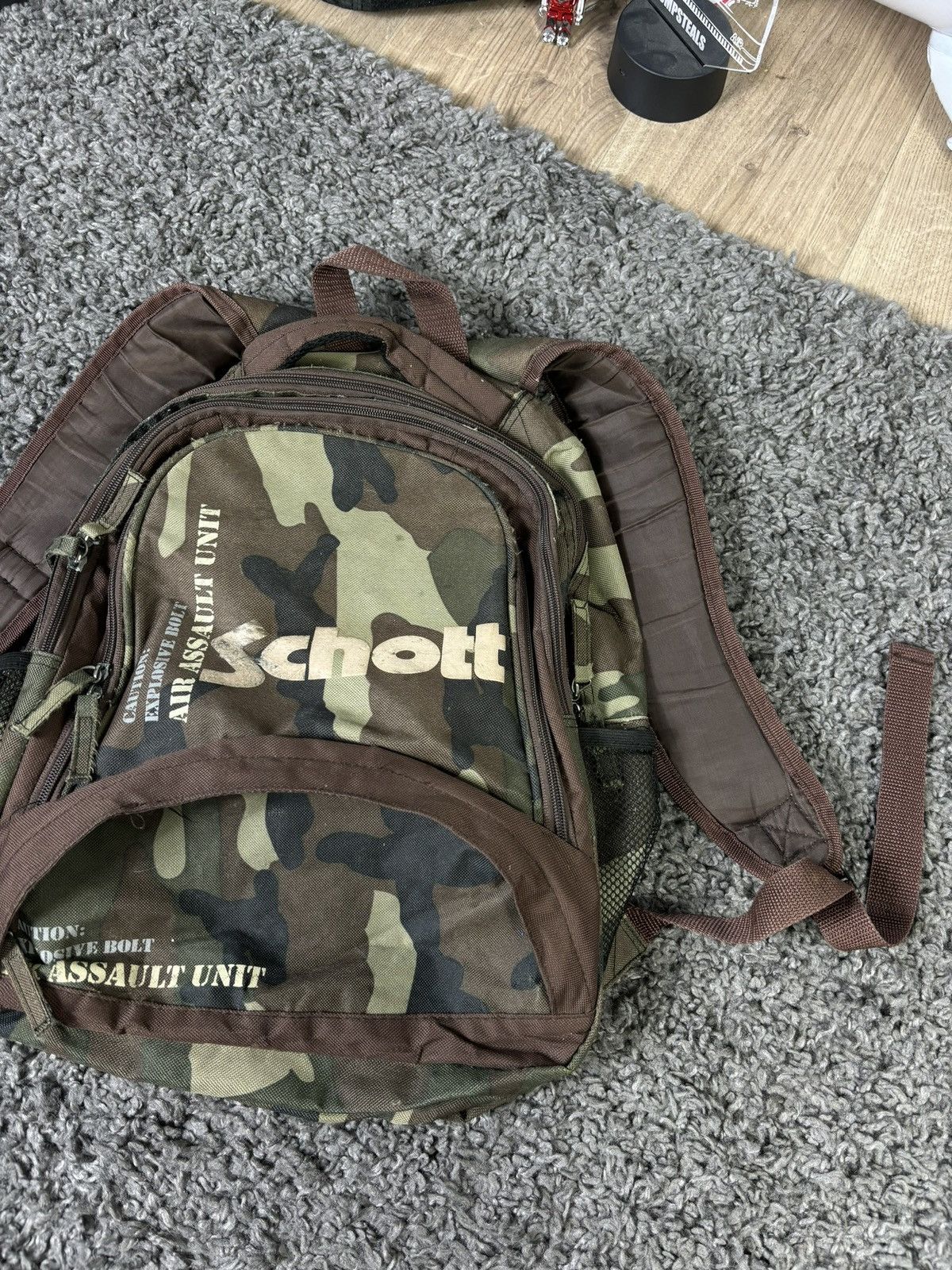 Schott × Vintage Vintage 90s Camo Military Backpack Bag Big Logo USA Size ONE SIZE - 2 Thumbnail