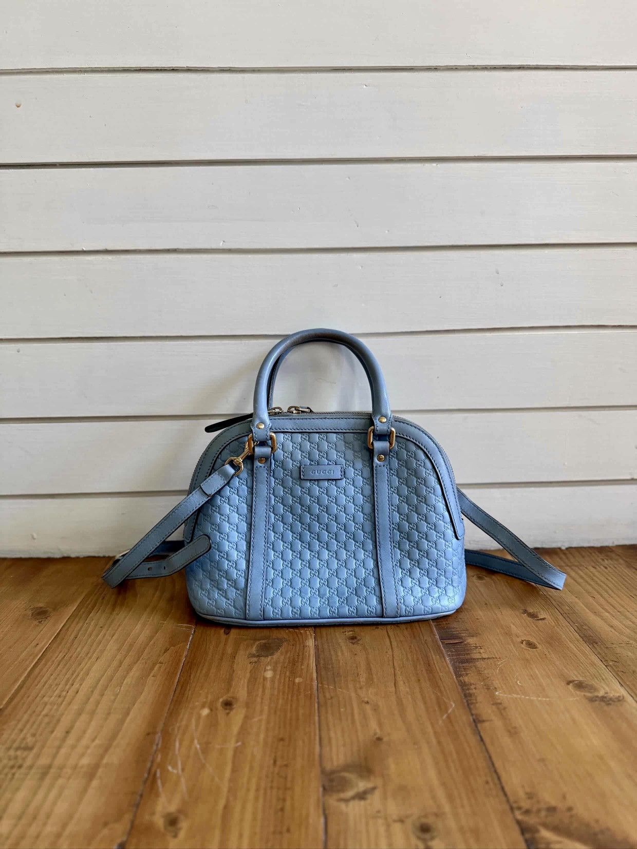Gucci GUCCI BLUE MICRO GUCCISSIMA CROSSBODY LEATHER BAG Size ONE SIZE - 1 Thumbnail