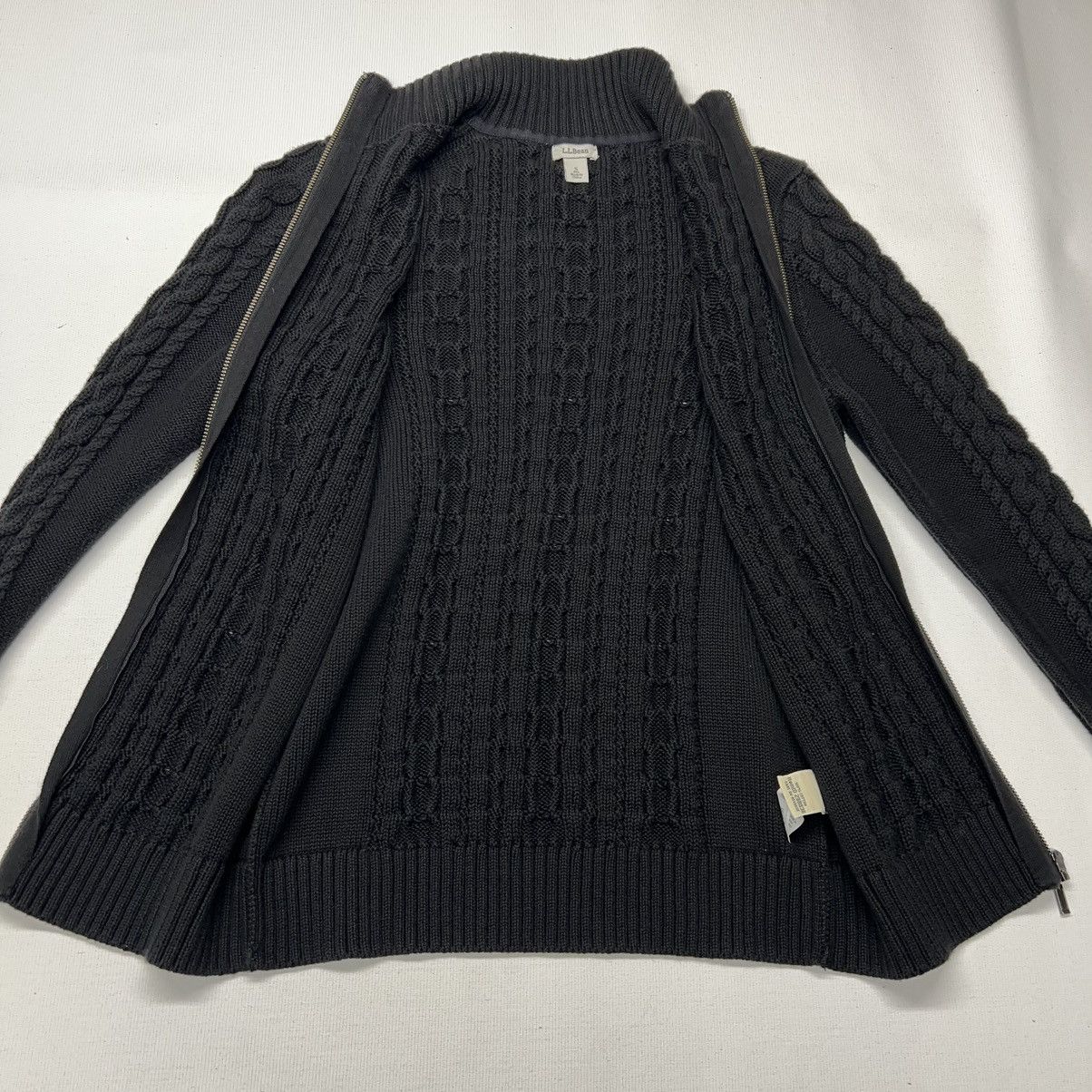 L.L. Bean LL Bean Sweater Black Cable Knit Fill Zip Fisherman Classic Size S / US 4 / IT 40 - 6 Thumbnail