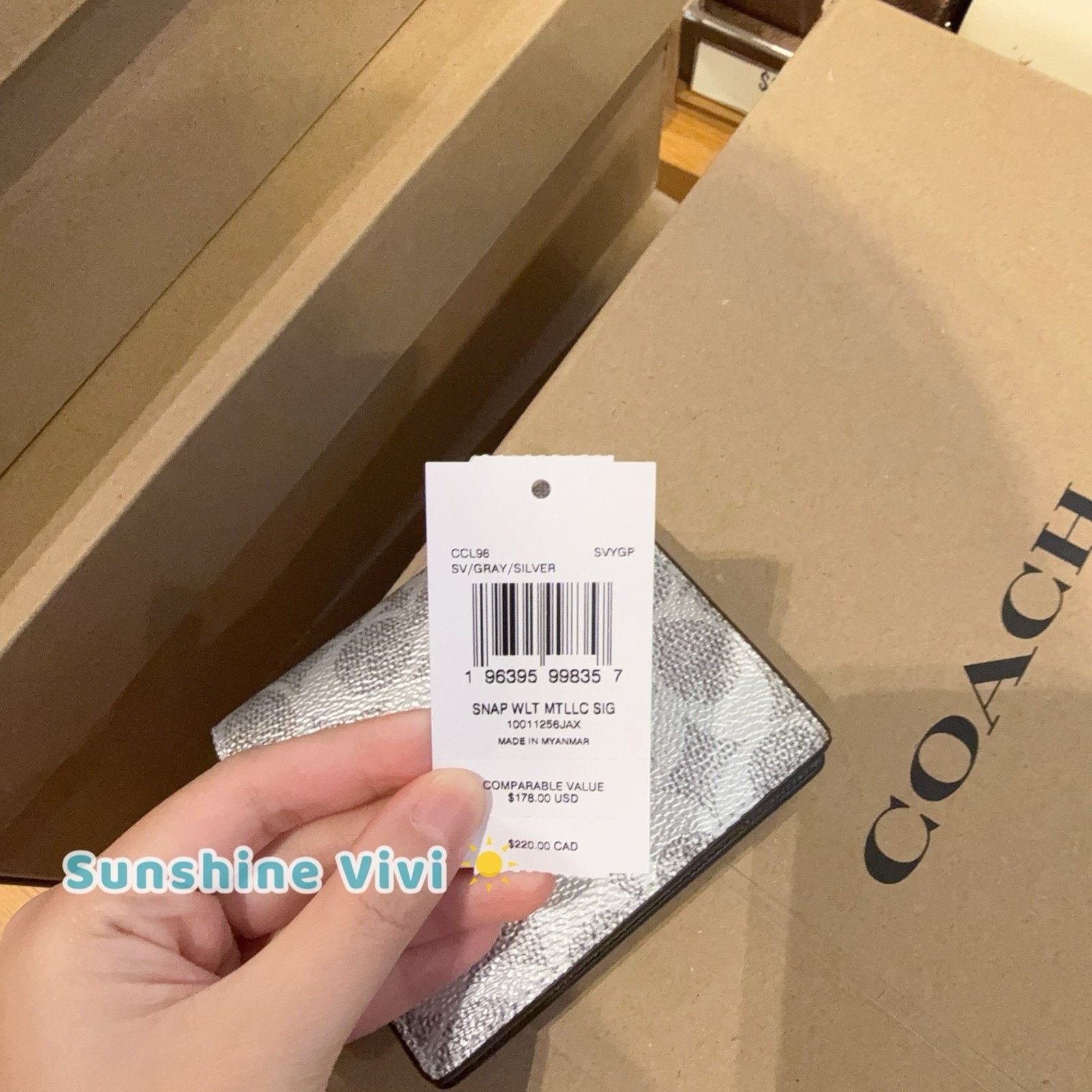Coach NWT Coach Snap WalletIn Signature Canvas CCL96 Grey Silver Size ONE SIZE - 6 Thumbnail