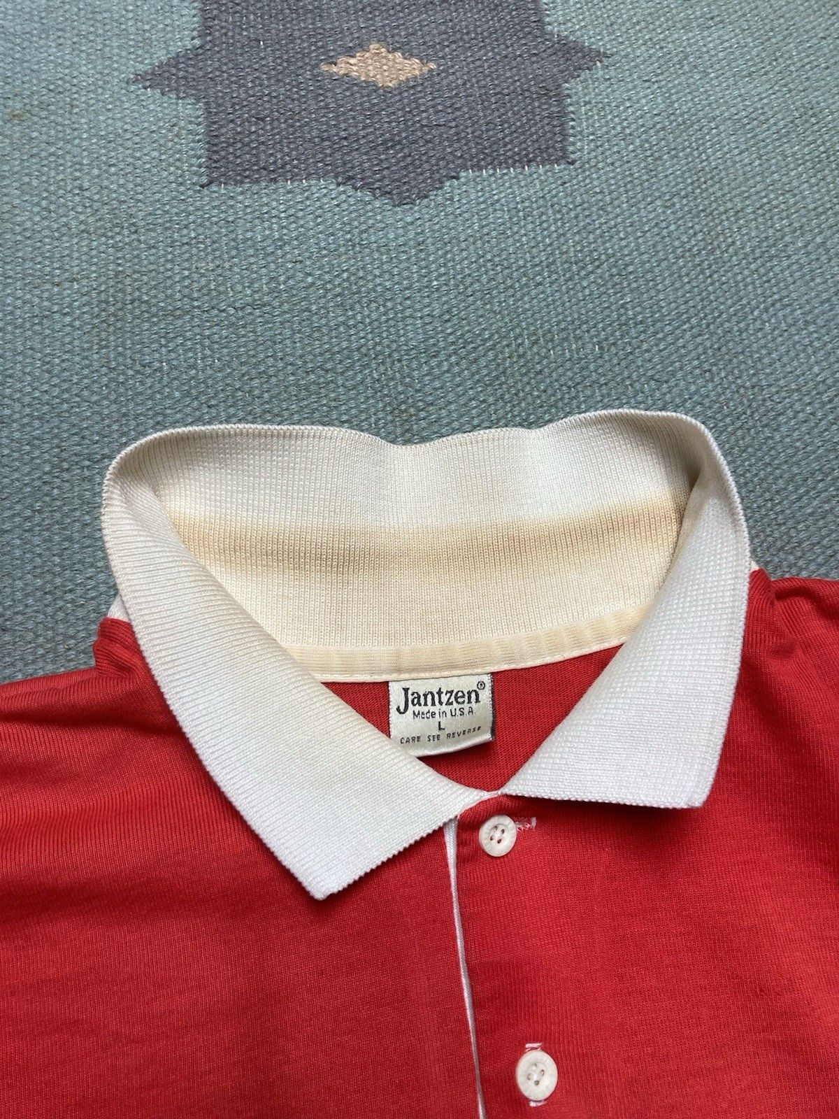Vintage Vintage 80s polo shirt jantzen striped distressed large Size US L / EU 52-54 / 3 - 6 Thumbnail