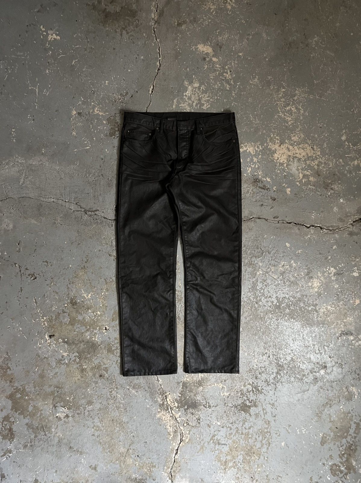 image of Dior x Hedi Slimane Aw03 “Luster” Waxed Runway Jeans in Black Wax, Men's (Size 33)