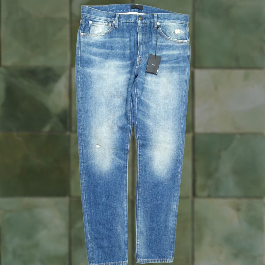 Alanui Alanui Jeans Mens 35 Blue Fad Slim Fit Tapered Leg Cotton Denim Made in Italy Jeans Mens 35 Blue Slim Tapered 5-Pocket Denim Italy Modern Classic Size US 35 - 1 Thumbnail