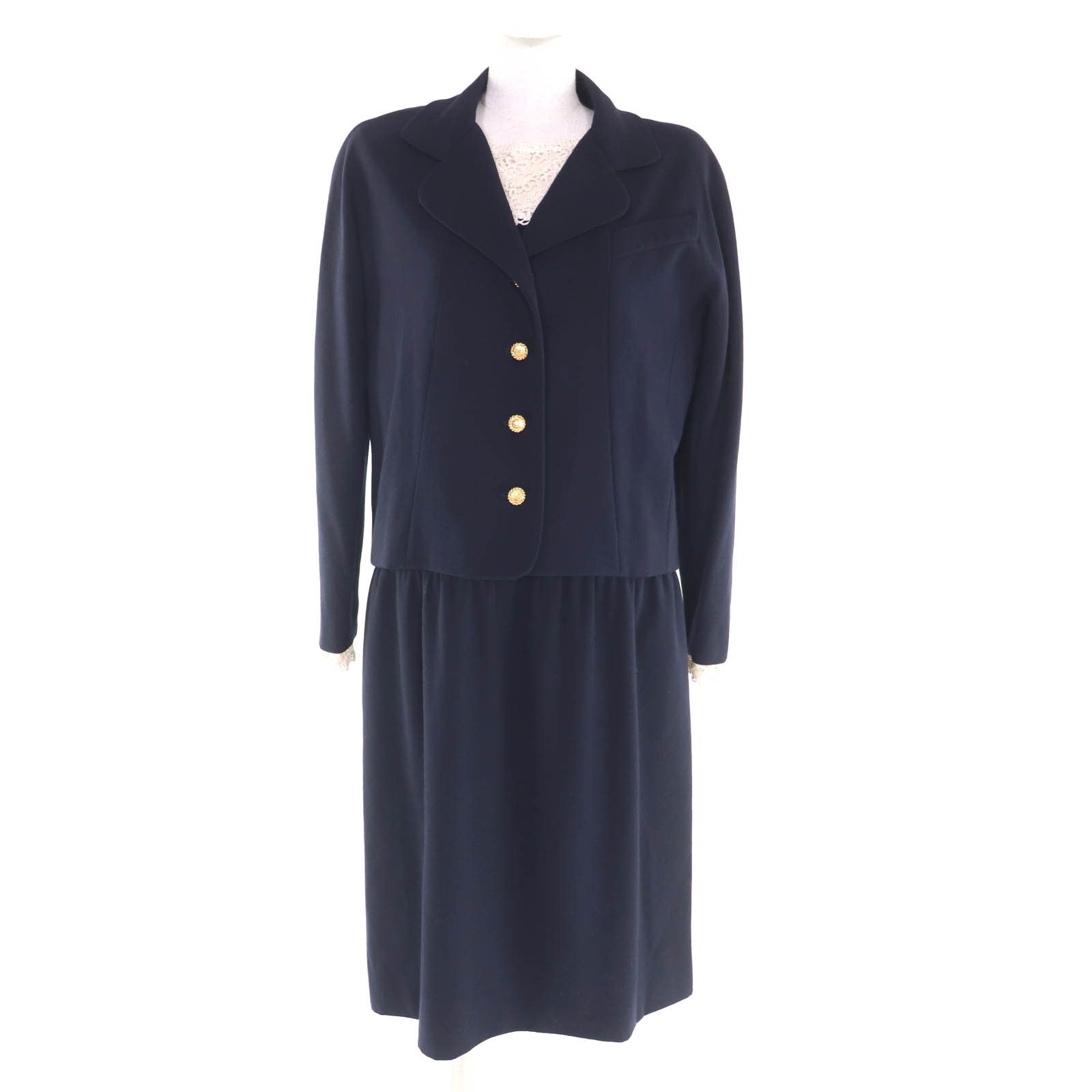 Chanel Chanel Chanel Wool Suit Jacket Dress Set Textile Suits DUTY FREE for USA Size ONE SIZE - 1 Thumbnail
