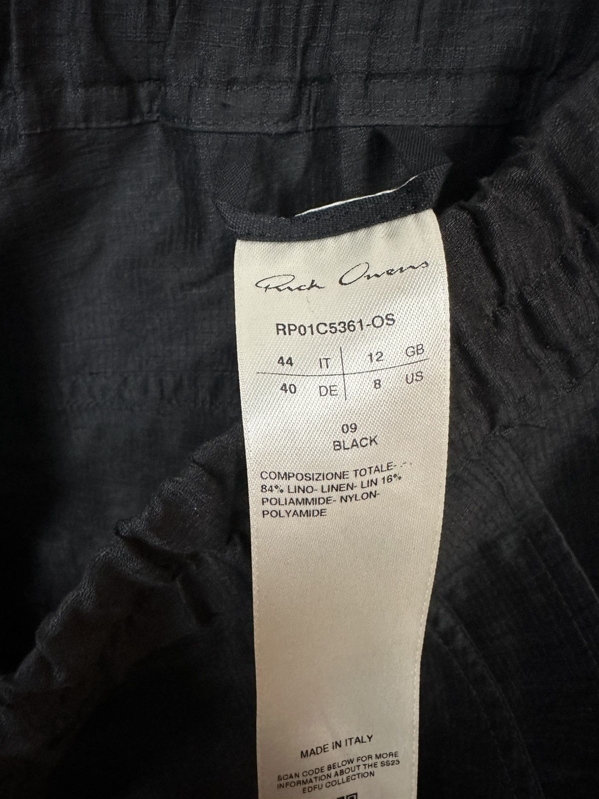 Rick Owens SS23 ‘EDFU’ Linen Blend Jumbo Belas Size US 30 / EU 46 - 7 Thumbnail
