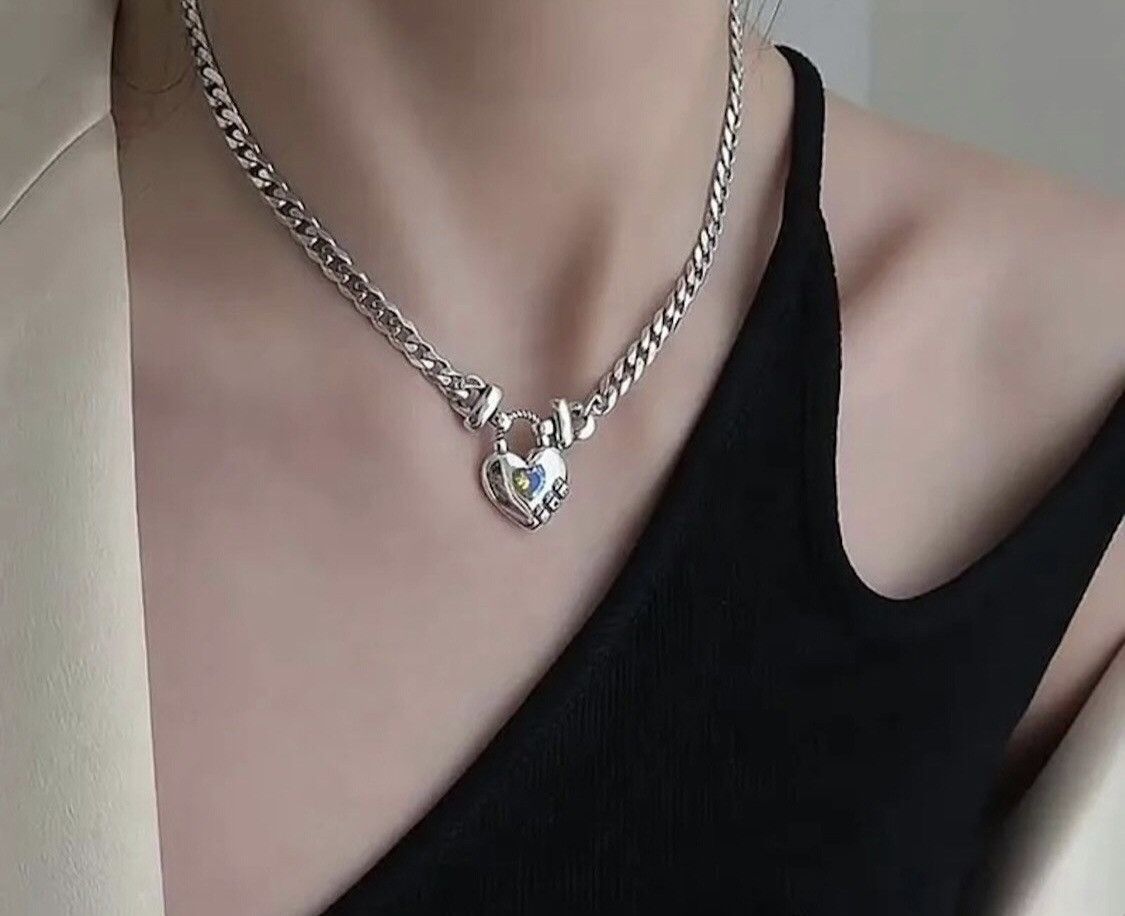 Jewelry Love Heart Zircon Chain Necklace Size ONE SIZE - 4 Thumbnail