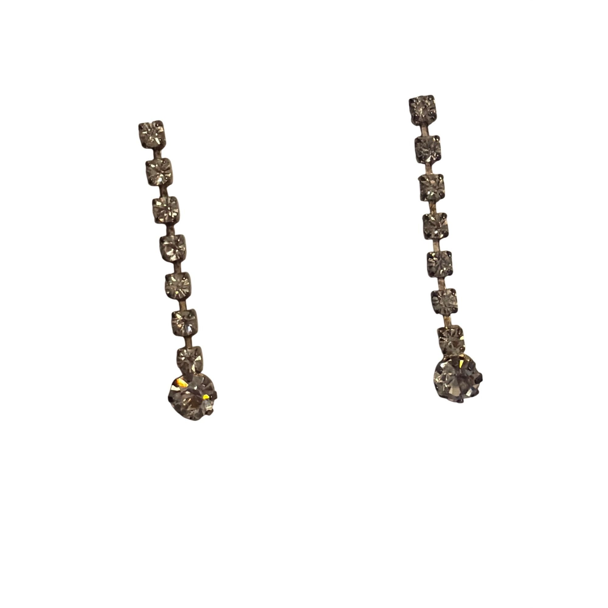 Other Vintage Crystal Rhinestone Drop Earrings Silver Tone Lightwe Size ONE SIZE - 1 Thumbnail