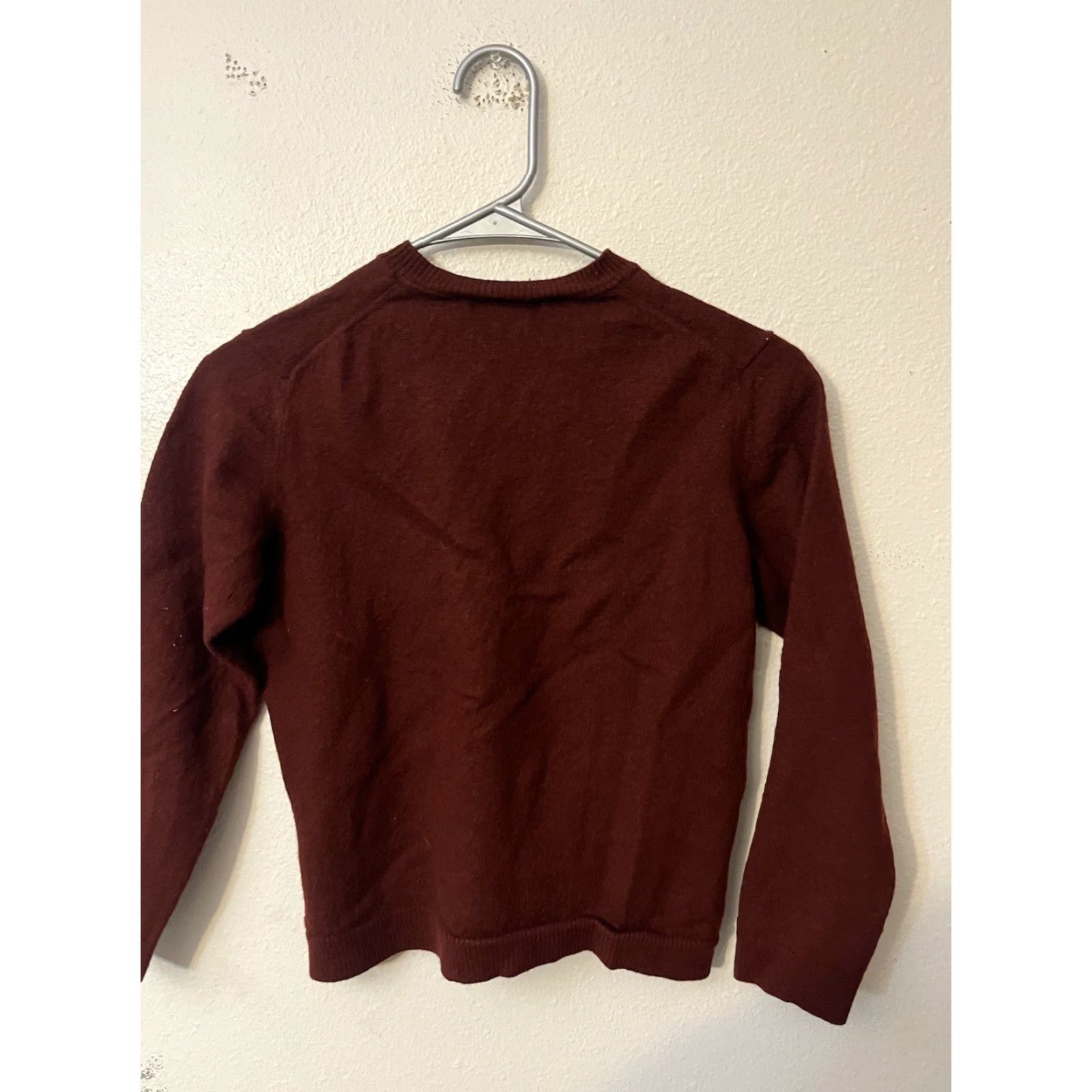 Banana Republic VINTAGE Banana Republic Extra Fine Merino Wool Sweater V Neck Maroon M Shrunken Men Pullover Knit Wool Long Sleeve Regular Fit OOAK Size US M / EU 48-50 / 2 - 3 Thumbnail