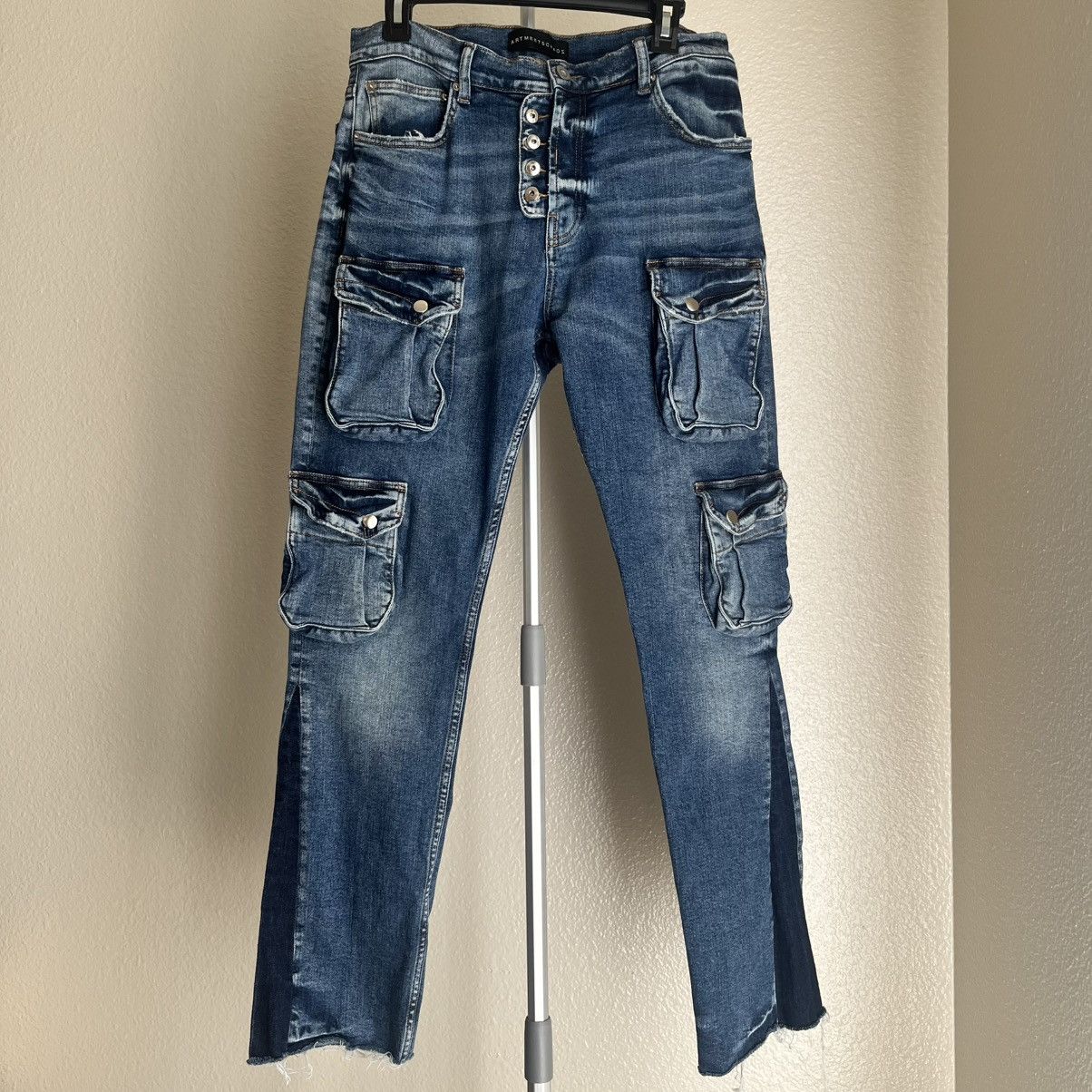 Other Art Meets Chaos By Donwan Harrell “The Hip” Jeans Blue Sz 36 Size US 36 / EU 52 - 1 Thumbnail