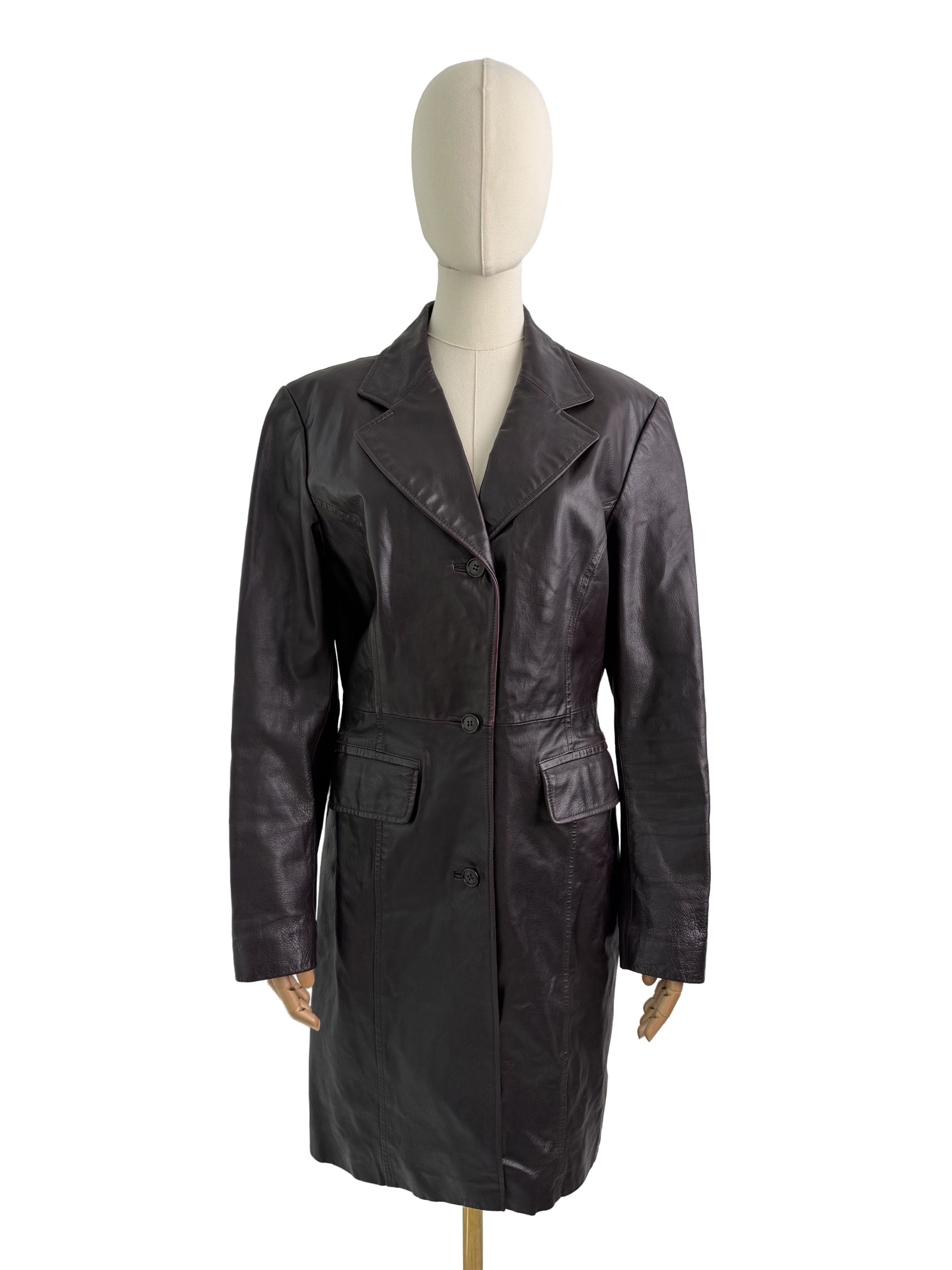 Vintage Vintage Leather Coat Blazer Button Front Long Classic Size L / US 10 / IT 46 - 1 Thumbnail