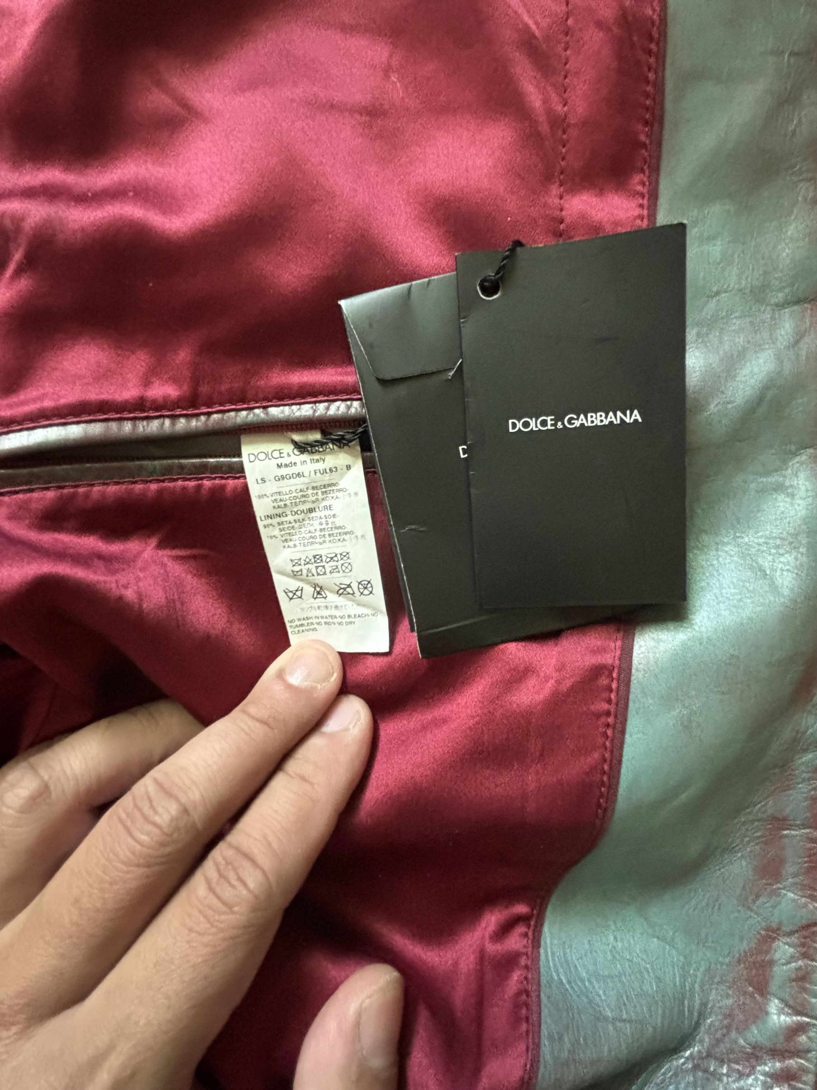 Dolce & Gabbana Dolce and gabbana sky blue and red leather jacket Size US L / EU 52-54 / 3 - 1 Thumbnail