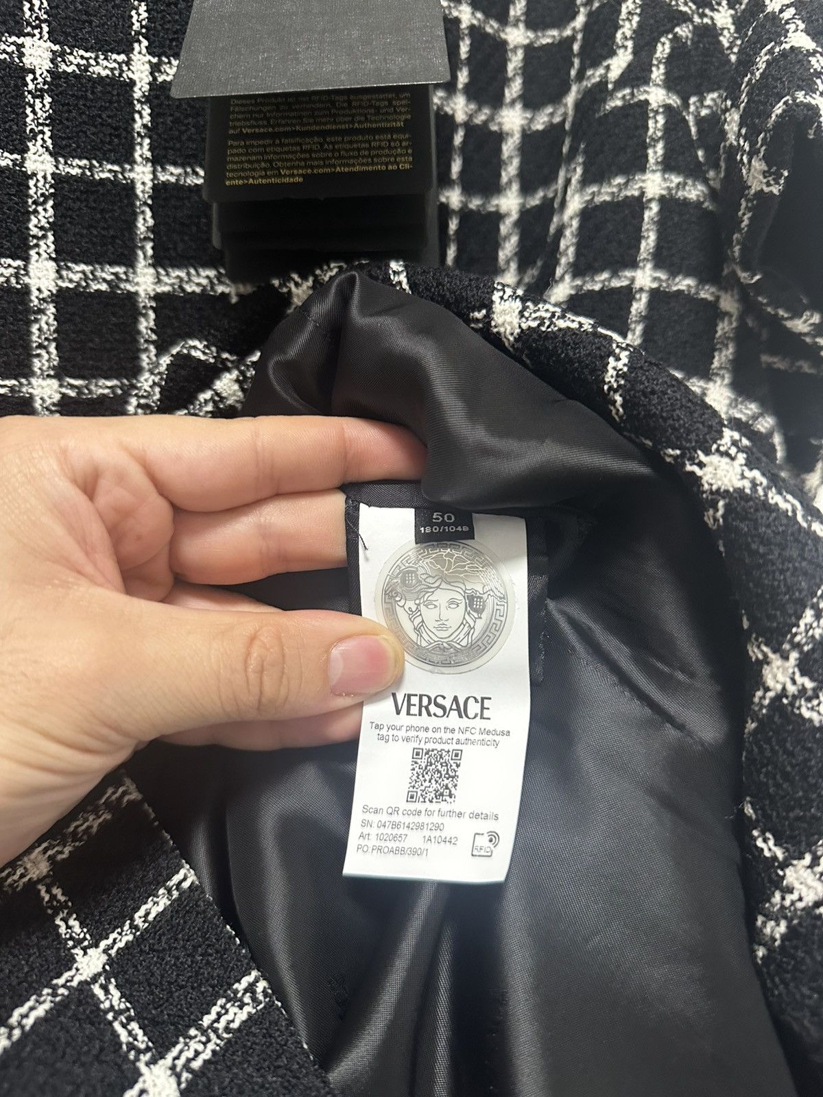 Versace Versace Black Check Dress Size XL / US 12-14 / IT 48-50 - 7 Thumbnail