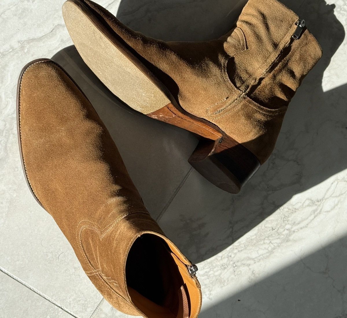 Saint Laurent Paris Classic Hedi Slimane Wyatt 40 Tobacco Suede Boots Size US 13 / EU 46 - 4 Thumbnail