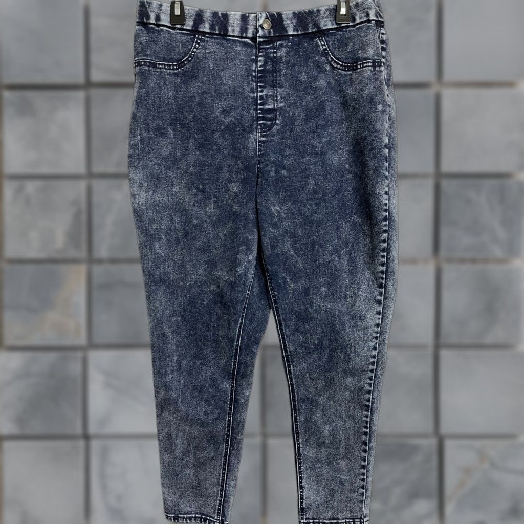 Vintage NOBO Jeans Women Juniors Size 19 High Rise Skinny Pull On Acid Wash Blue Denim 28in Inseam Pockets Vintage: No Size 24" / US 00 / IT 34 - 1 Thumbnail