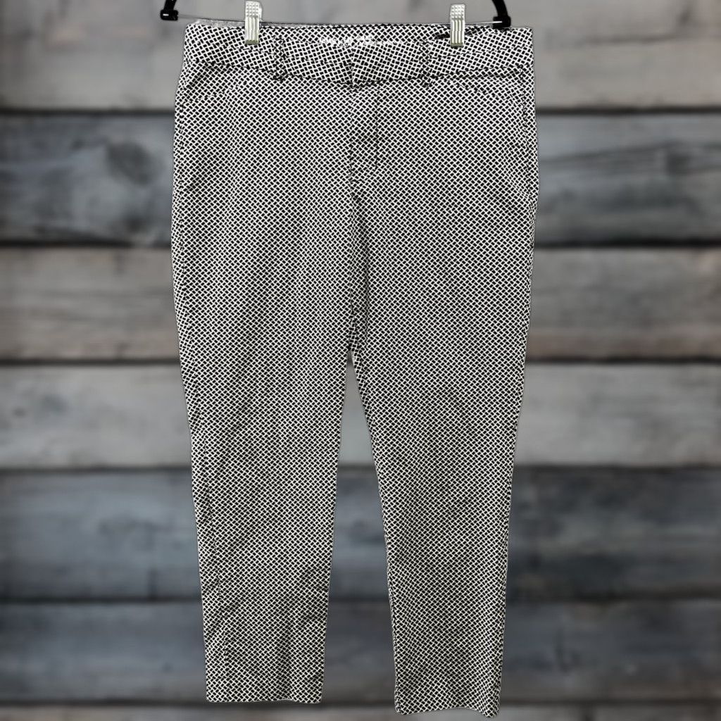 Gap GAP Slim City Pants Women 10 Black White Printed Khakis Mid Rise Zip Fly Stretch Womens Size 32" / US 10 / IT 46 - 1 Thumbnail