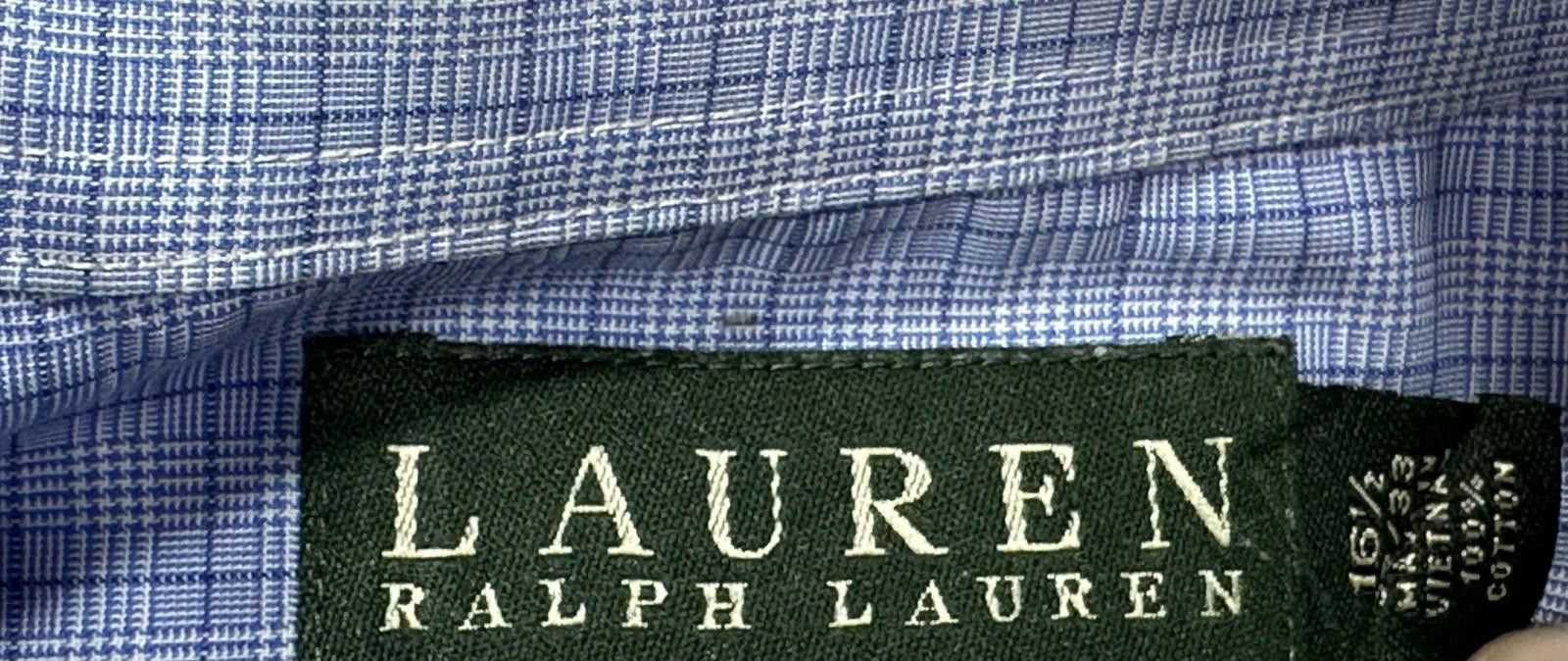 Lauren Ralph Lauren Ralph Lauren Checked Oxford Non-Iron Button Up Blue Mens L Size 42R - 7 Thumbnail
