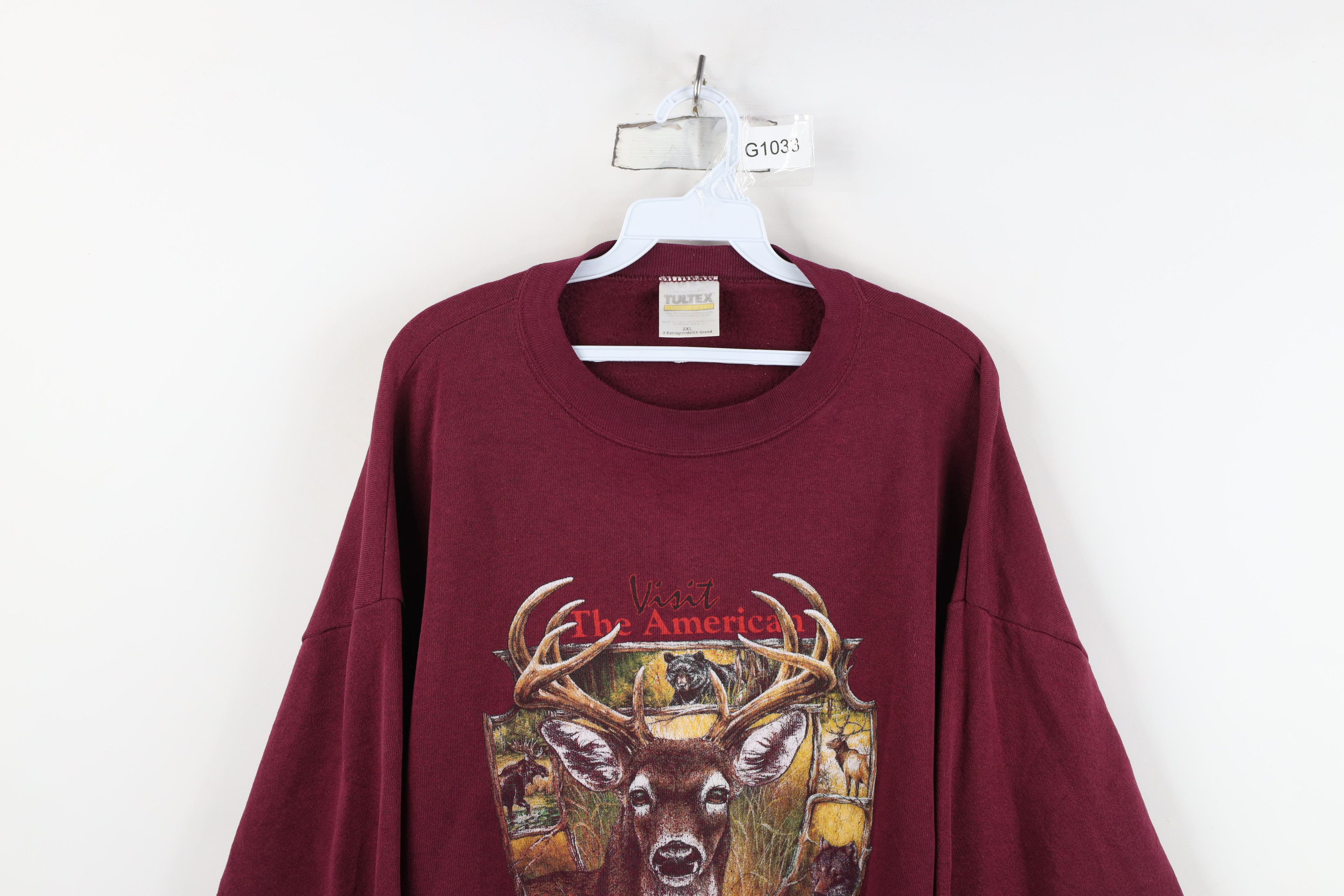 Vintage Vintage 90s Streetwear Outdoors Deer Sweatshirt USA Red Size US XXL / EU 58 / 5 - 2 Thumbnail