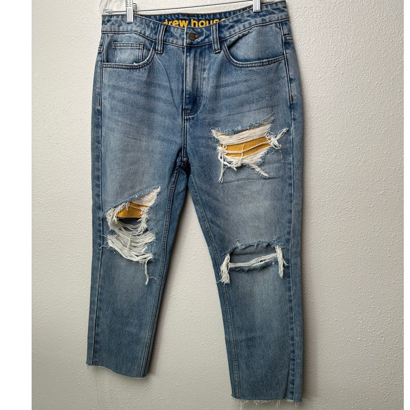 Drew House Drew House Distressed Jeans Blue Raw Hem Corduroy Patches 32 Size US 32 / EU 48 - 2 Thumbnail