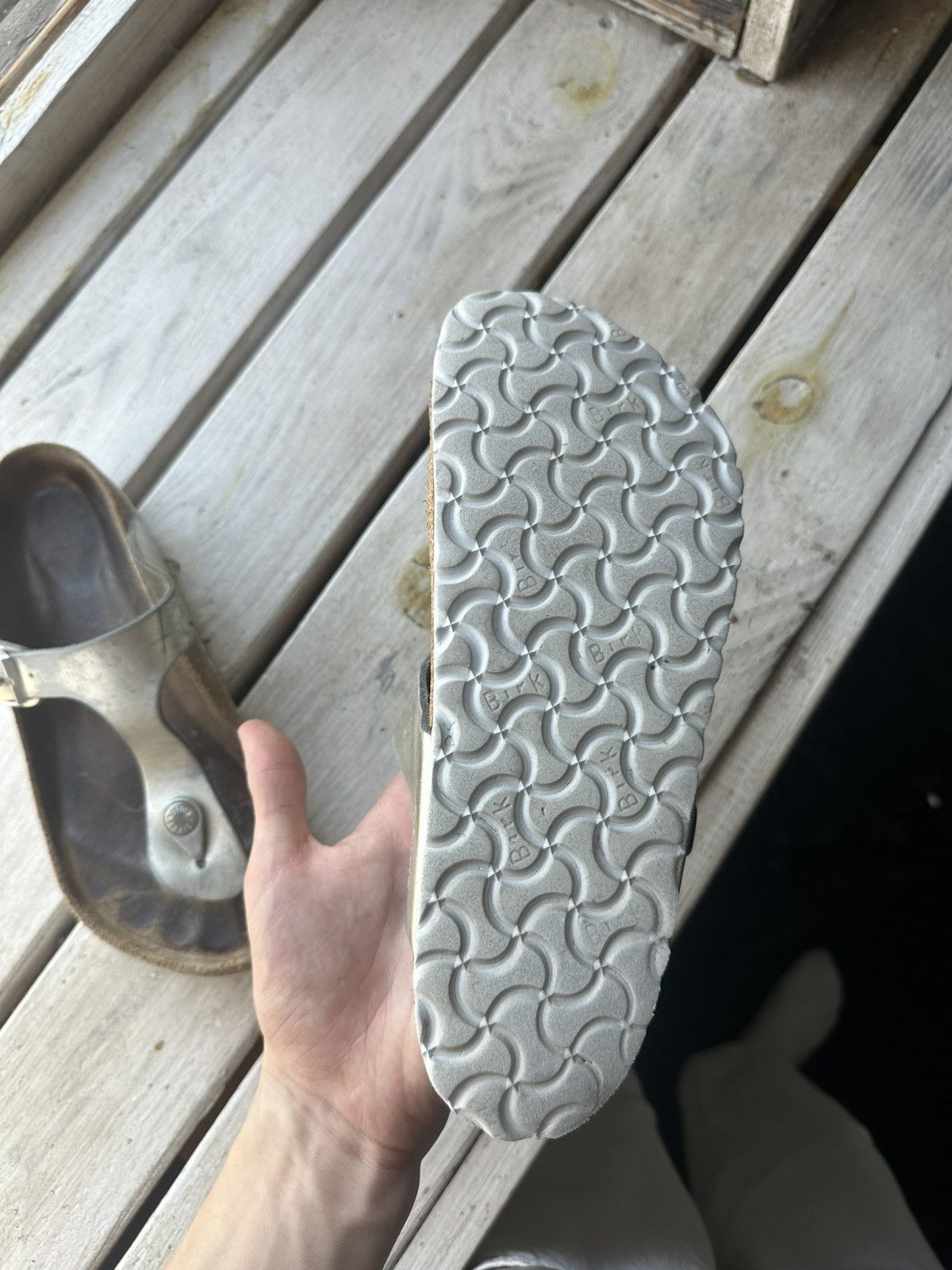 Birkenstock 🚨Vintage Birkenstock 38 silver Luxe Sandals rare slides Size US 8 / IT 38 - 11 Thumbnail
