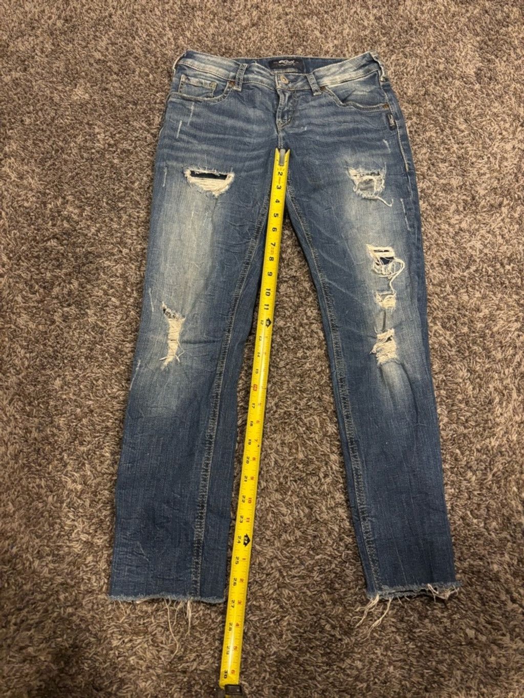 Silver Jeans Co. Silver Jeans Women's Sam Distressed Straight Jeans Size 26" / US 2 / IT 38 - 3 Thumbnail
