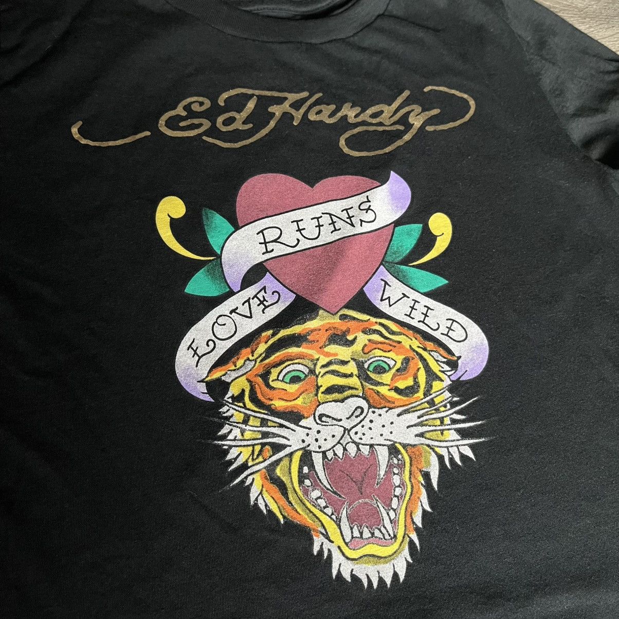 Ed Hardy × Vintage Vintage Y2K Ed Hardy Tiger Love Runs Wild Logo Baby T Shirt Size L / US 10 / IT 46 - 3 Thumbnail
