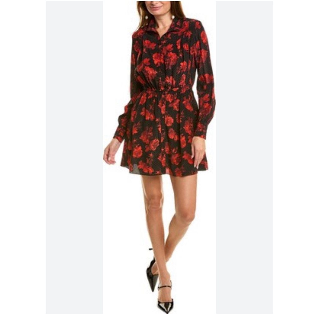 The Kooples NWT The Kooples Silk Red Floral Mini Dress - Size S Size S / US 4 / IT 40 - 1 Thumbnail