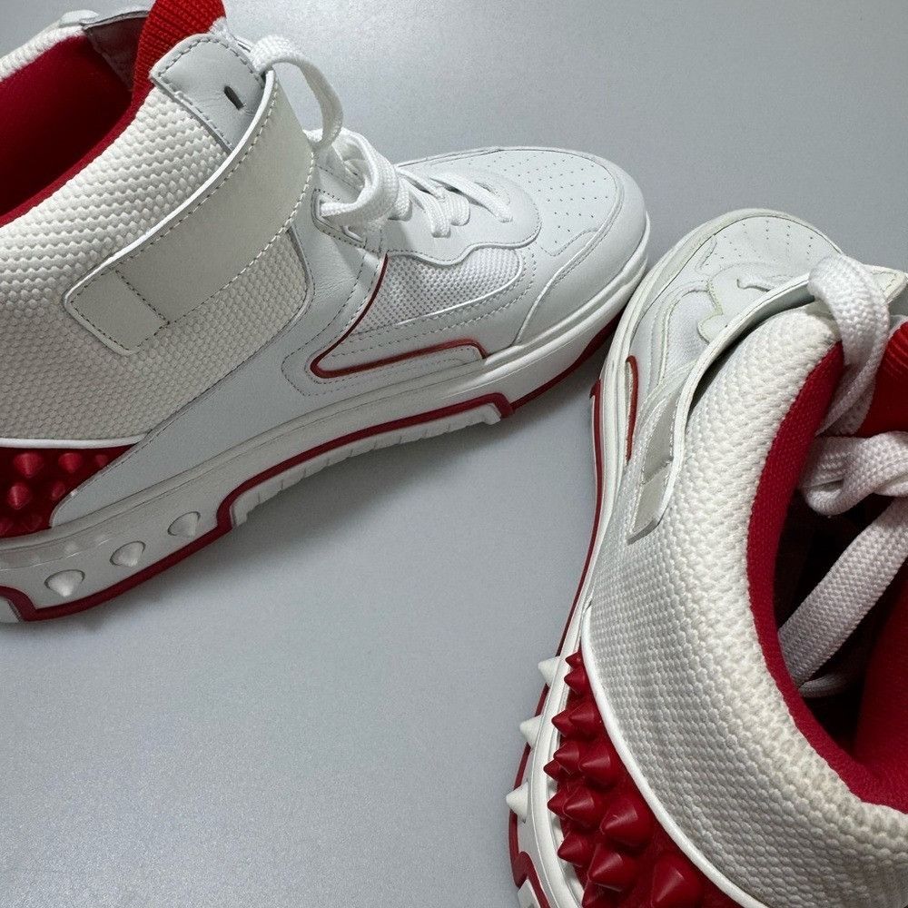 Christian Louboutin Christian Louboutin Astroloubi Mid-Top Sneakers White Red Size US 11 / EU 44 - 6 Thumbnail