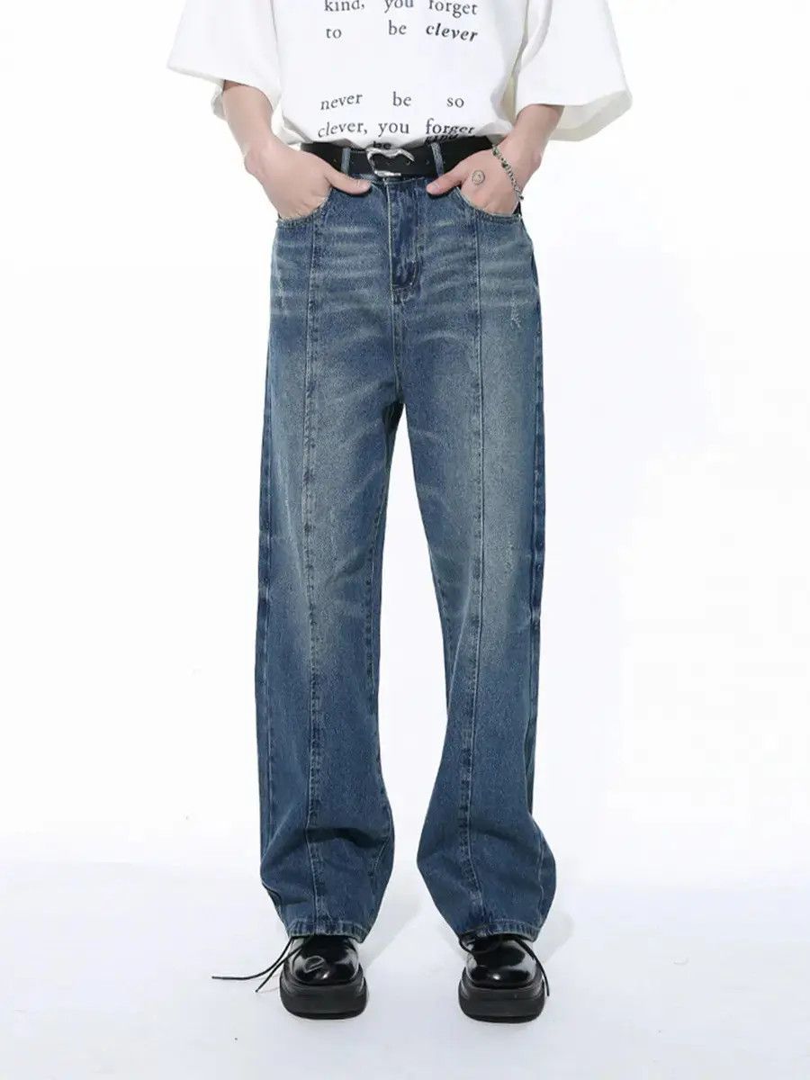 Japanese Brand Retro loose washed wide leg jeans Size US 32 / EU 48 - 2 Thumbnail