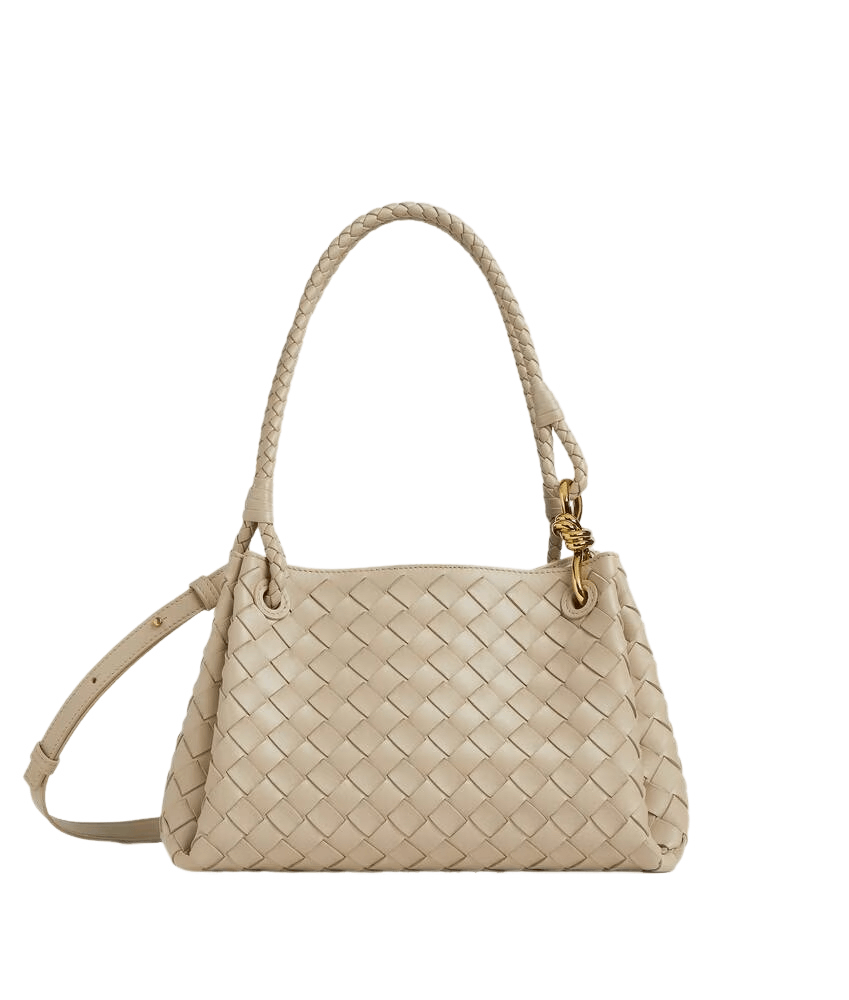 BOTTEGA VENETA Parachute M. Ecru Leather Shoulder Bag