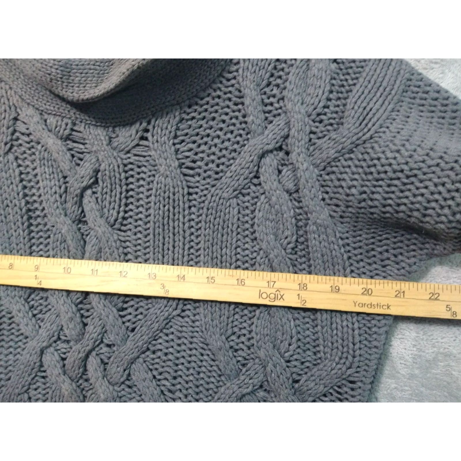 Old Navy Old Navy Sweater Womens Medium Gray Pullover Cowl Neck Cable Knit Chunky Cotton Size M / US 6-8 / IT 42-44 - 4 Thumbnail