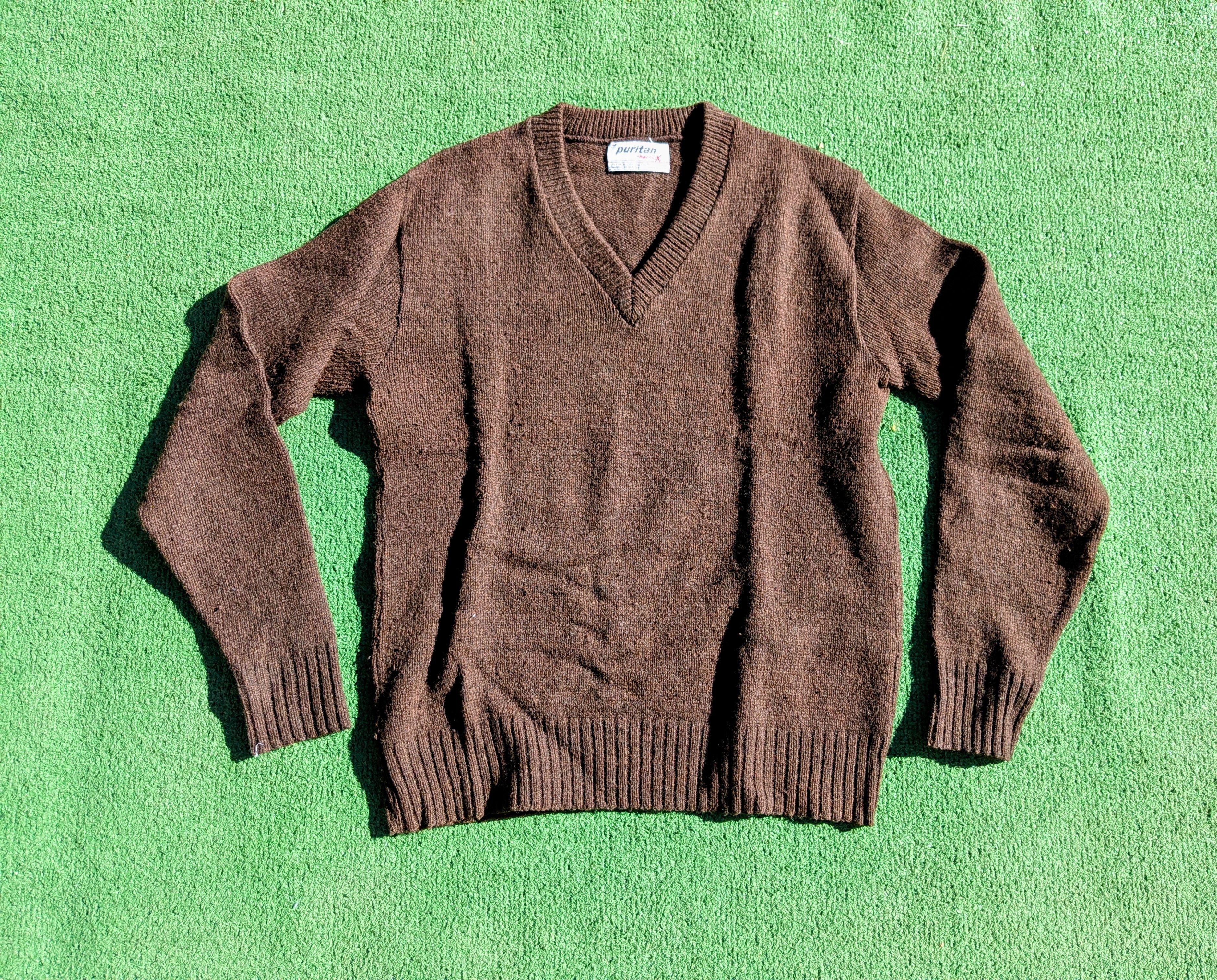 Puritan VTG Puritan Thermax Mocha Brown USA Wool/Poly V-Neck Sweater Size US M / EU 48-50 / 2 - 5 Thumbnail