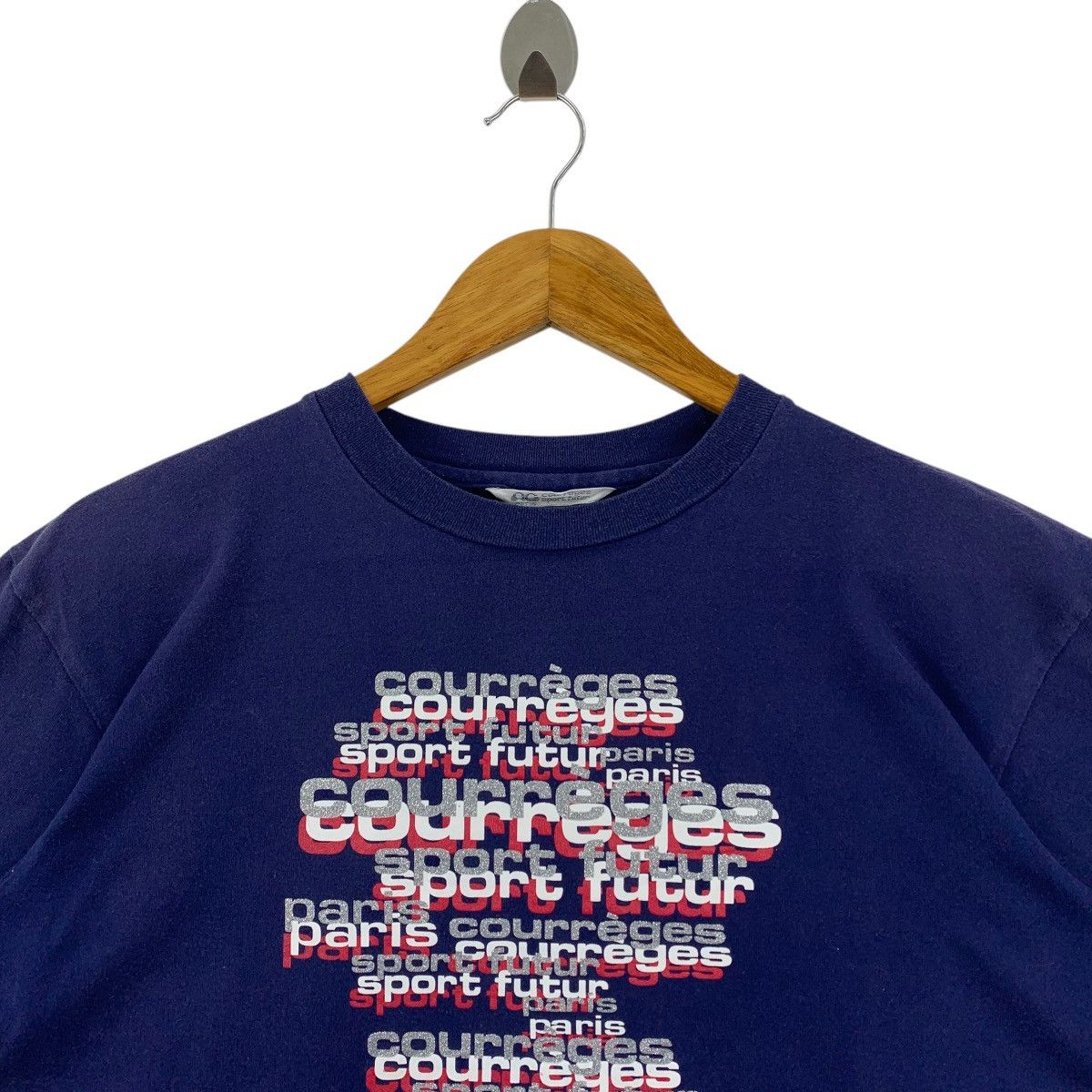 Courreges × Vintage Vintage COURREGES printed spellout logo navy blue tee Size US M / EU 48-50 / 2 - 2 Thumbnail