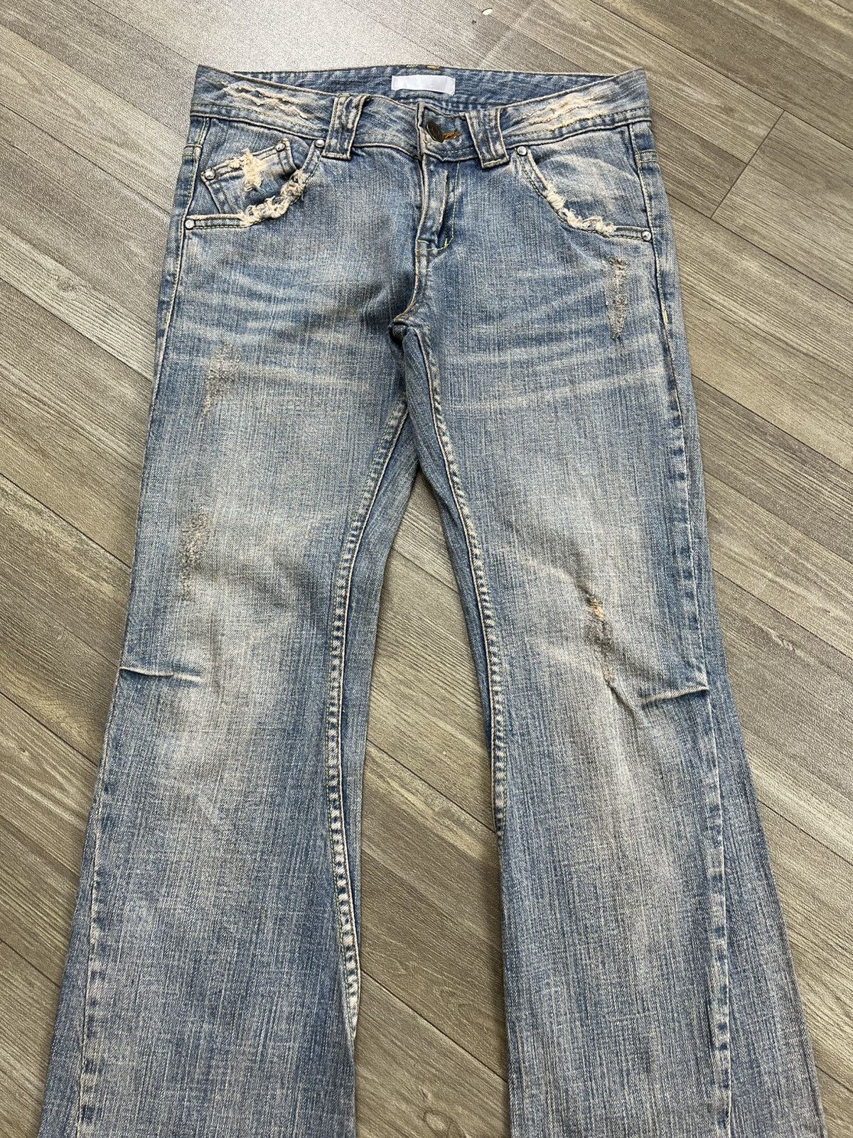 Japanese Brand 2000s Zazie Mudmax Distressed Bootcut Flared Jeans Lgb Style Size US 27 - 5 Thumbnail