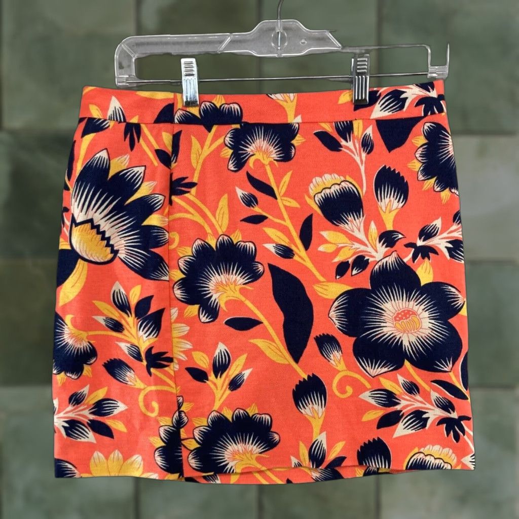 J.Crew J.CREW Skirt Mini Coral Floral Bohemian Linen Women size 2 Short Summer Spring Fall Size 26" / US 2 / IT 38 - 1 Thumbnail