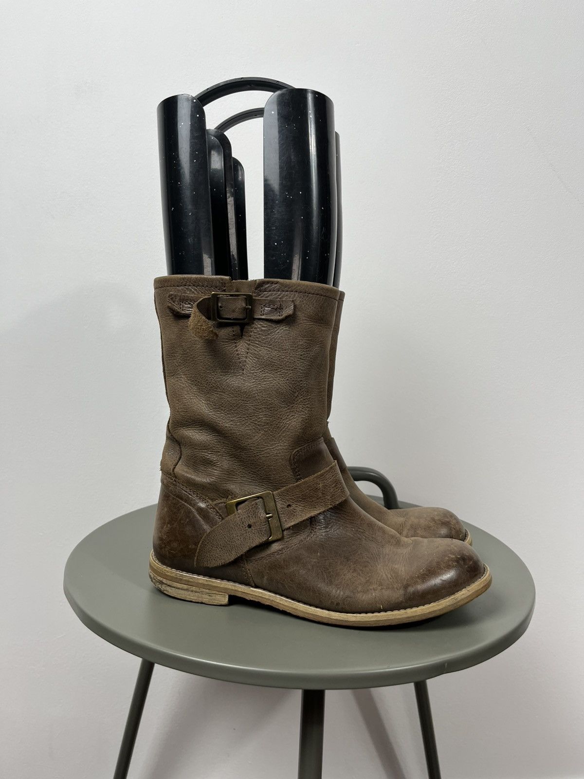 Other Vintage brown leather mid calf boots with buckles size 38 Size US 7.5 / IT 37.5 - 3 Thumbnail