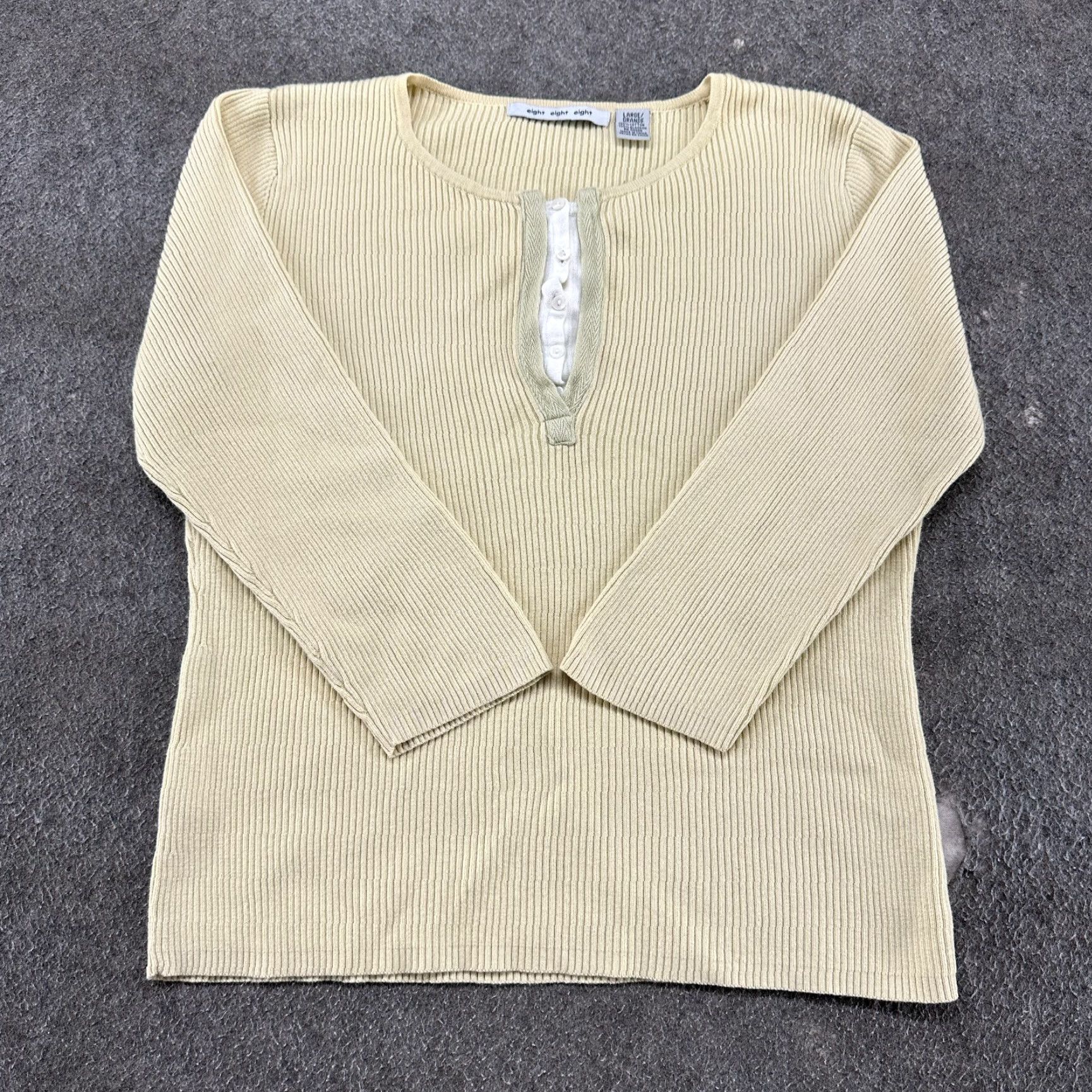 Vintage VINTAGE Eight Eight Eight Sweater Womens L Yellow Pullover Knit Round Neck 90s Size L / US 10 / IT 46 - 2 Thumbnail