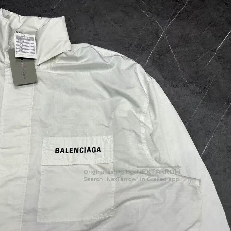 Balenciaga Balenciaga White Embroidered Logo Cotton Filled Windbreake Size US L / EU 52-54 / 3 - 3 Thumbnail