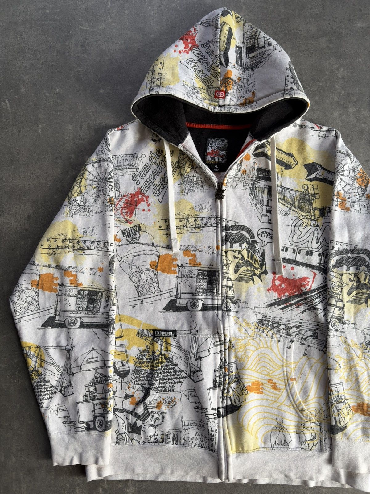Ecko Unltd. Ecko Unltd Grafitti AOP Printed Baggy Zip Hoodie XL Size US XL / EU 56 / 4 - 3 Thumbnail